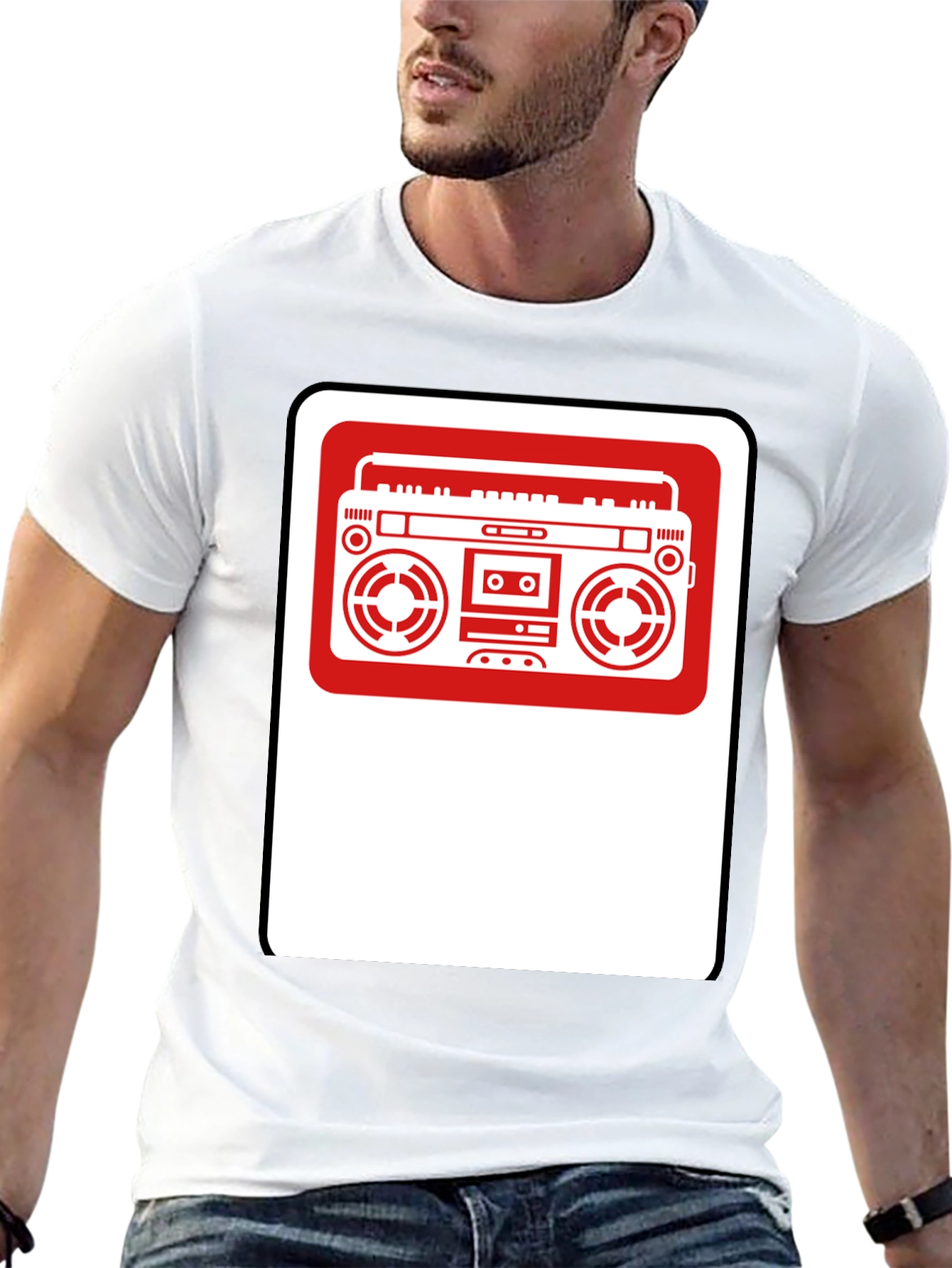 Retro Boombox Graphic T-Shirt - Classic Style