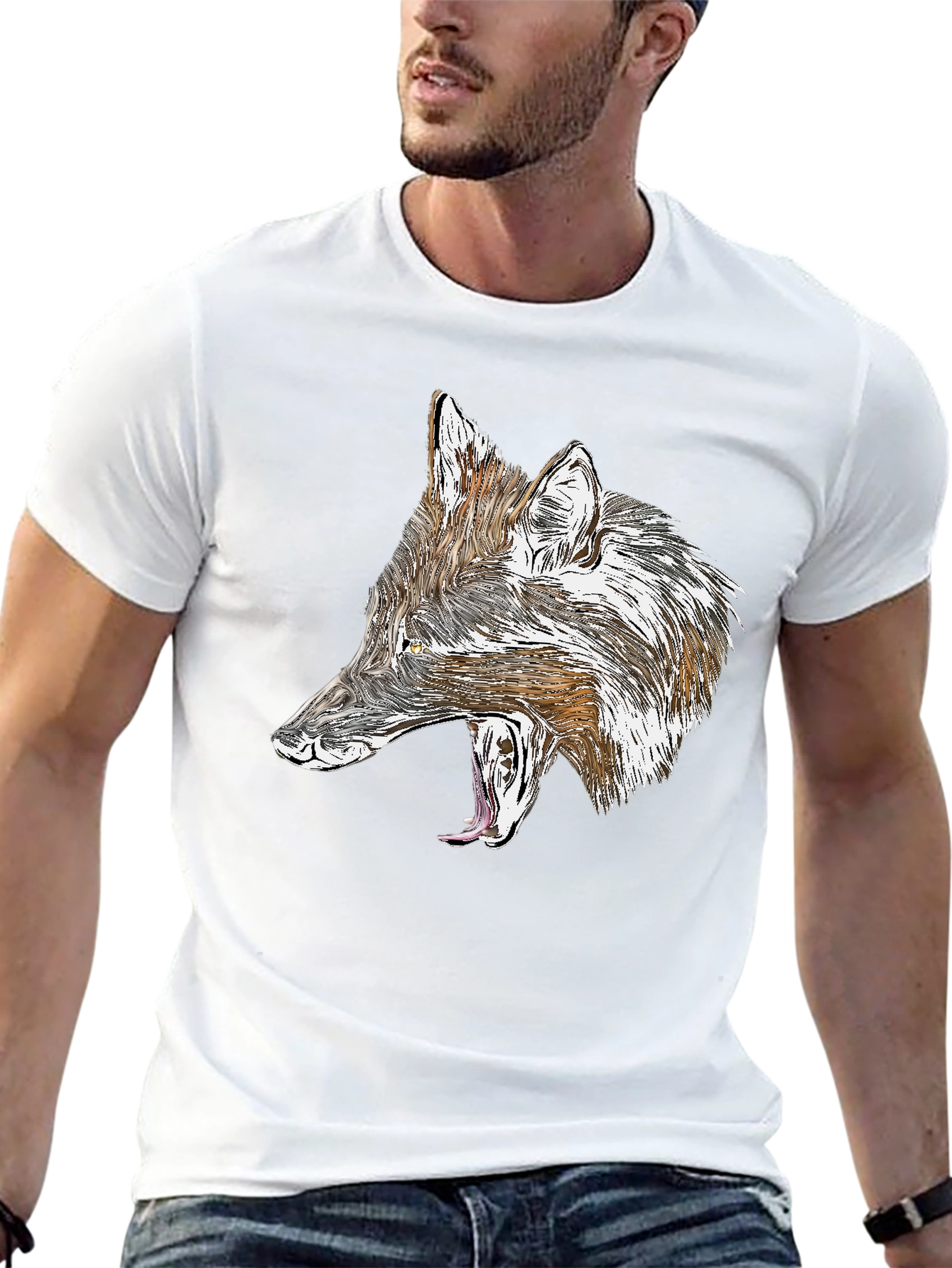 Wolf Graphic Black T-Shirt - Fierce Animal Design