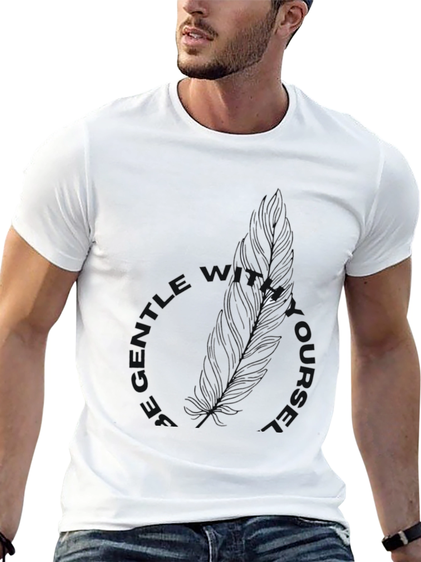 Be Gentle With Yourself Black Feather Tee