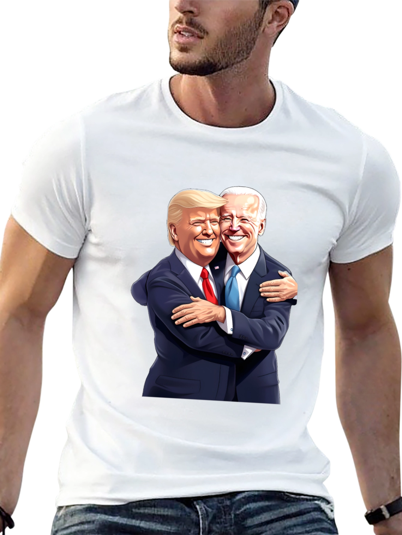 Trump and Biden Hug Graphic Tee - Black