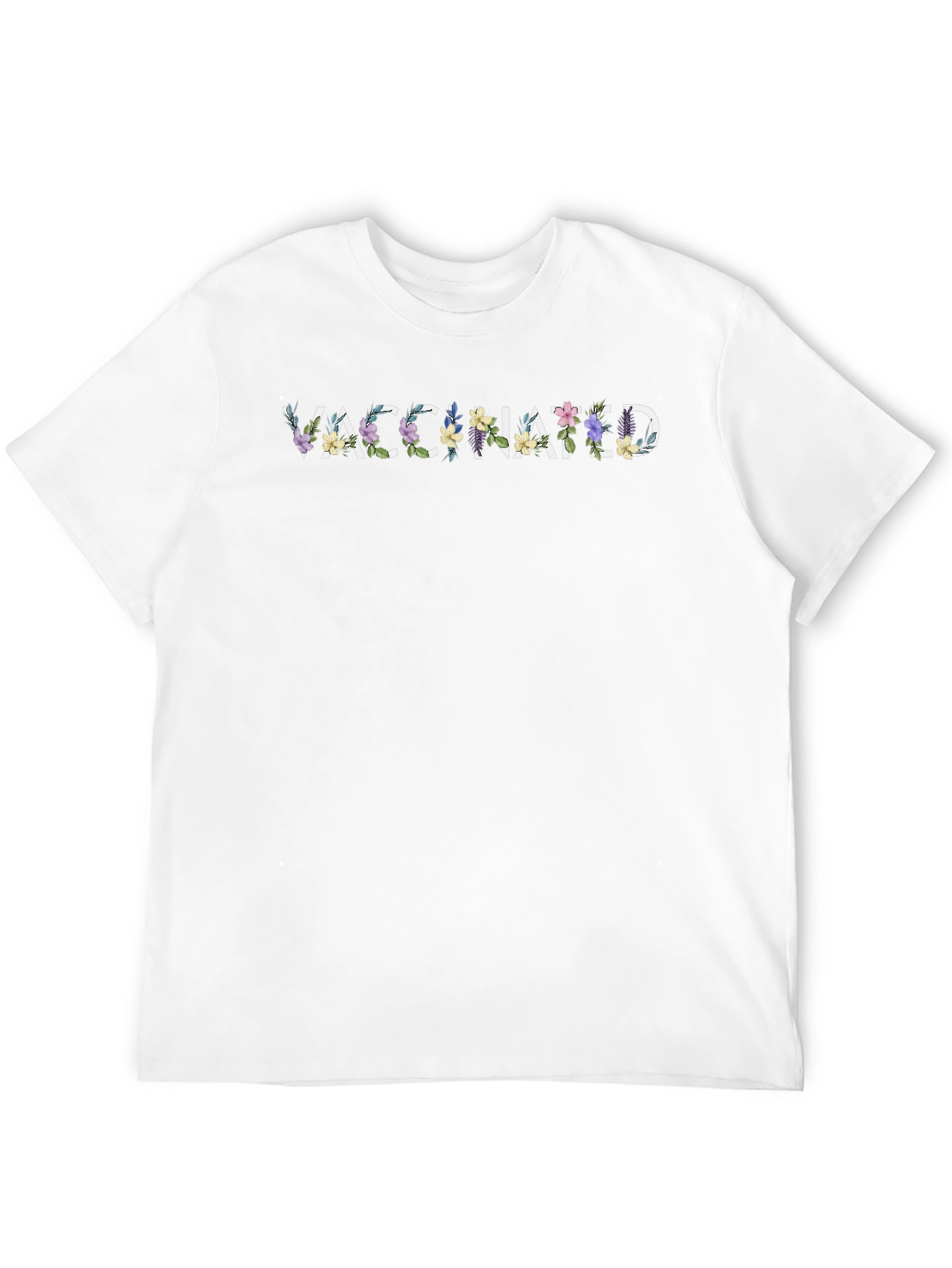 Vaccinated Floral Graphic Black Crewneck T-Shirt