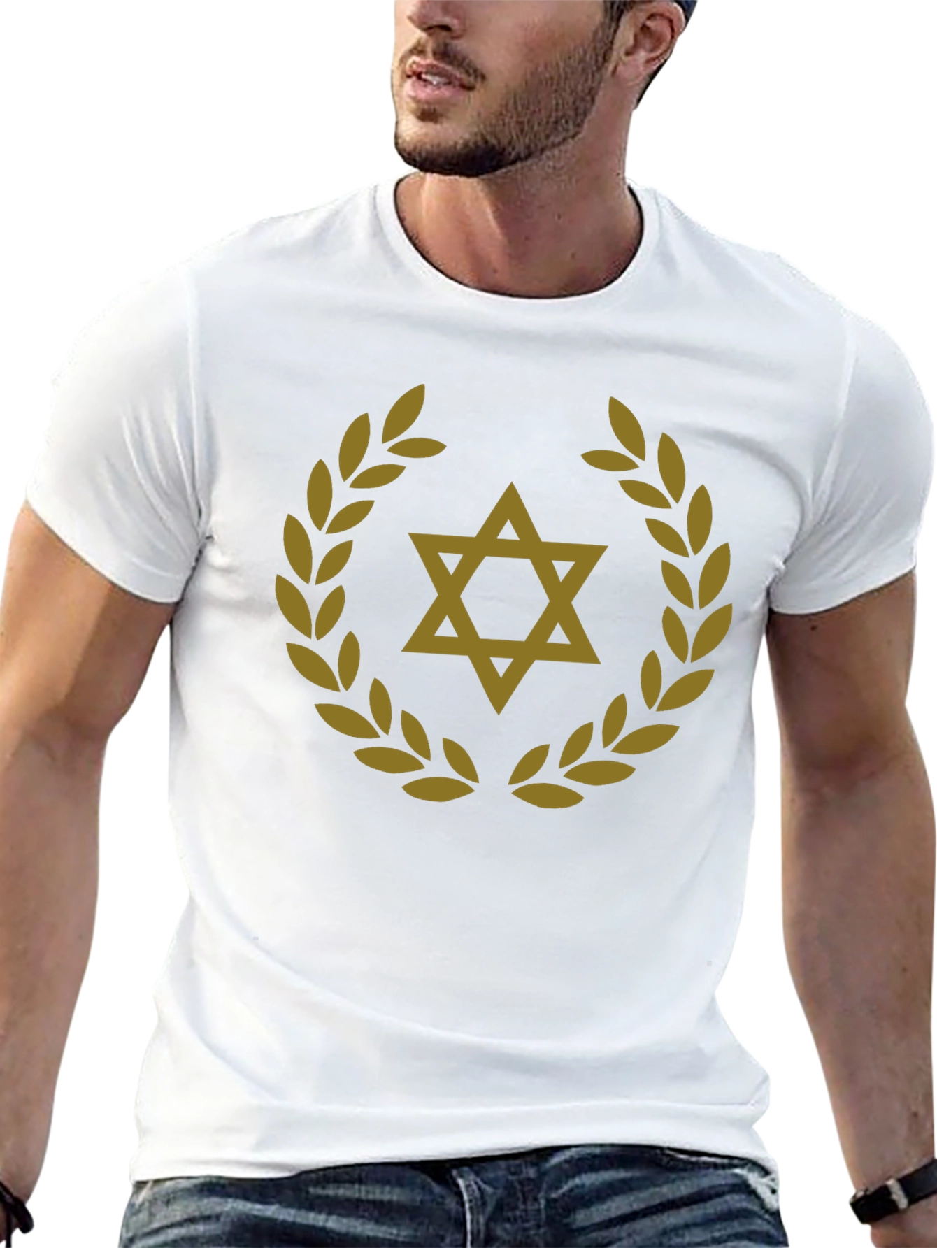 Star of David Laurel Wreath T-Shirt - Black