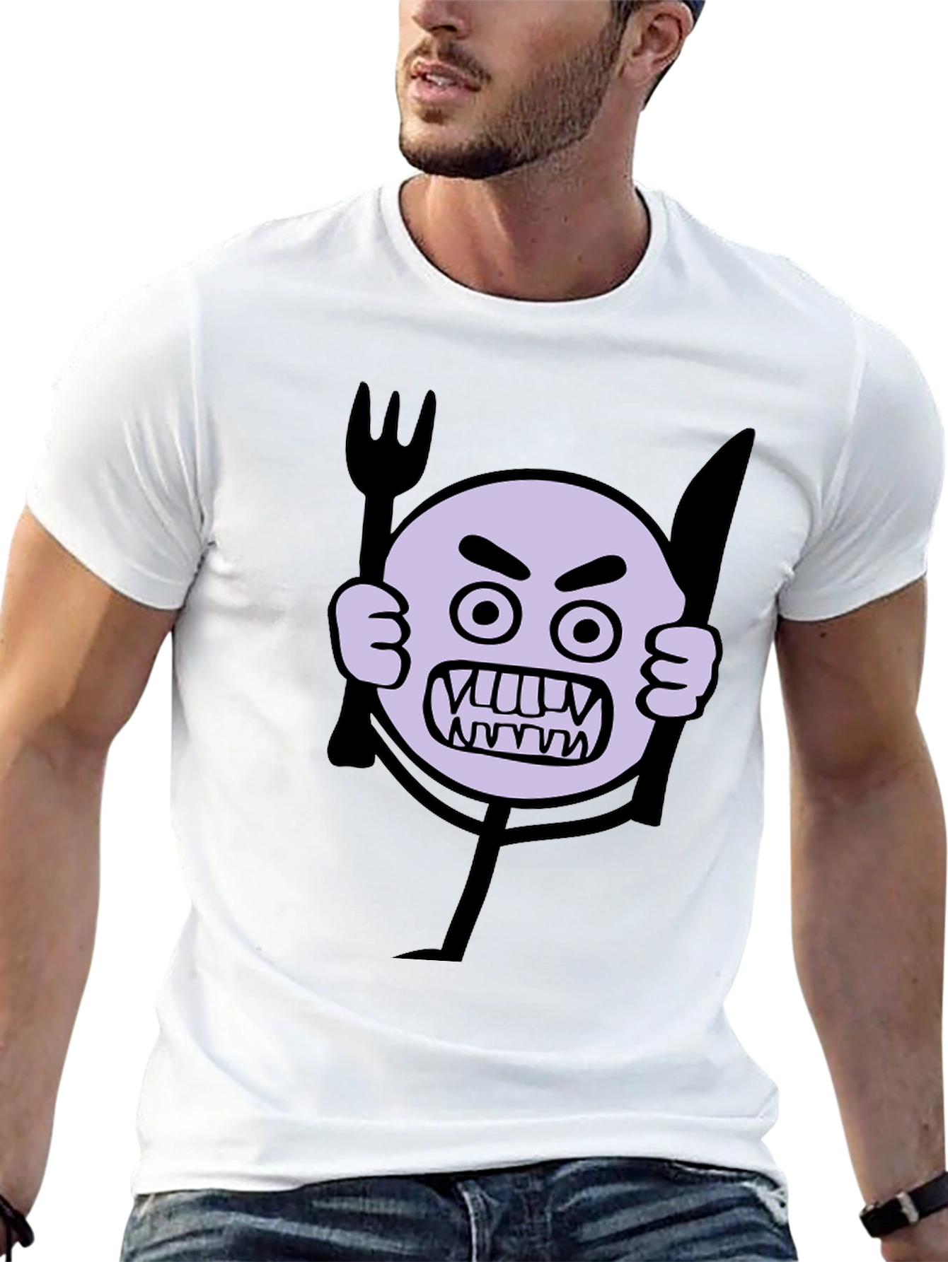 Angry Emoji Graphic Print Black T-Shirt