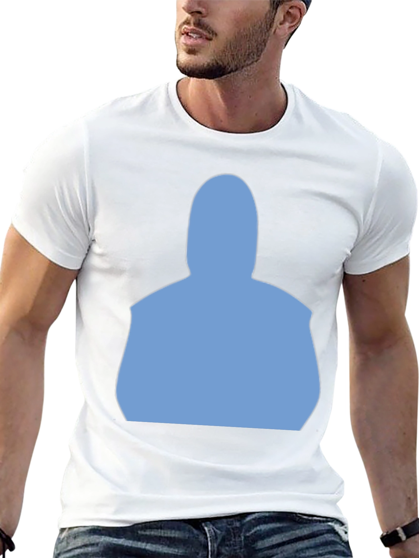 Modern Black T-Shirt with Light Blue Silhouette