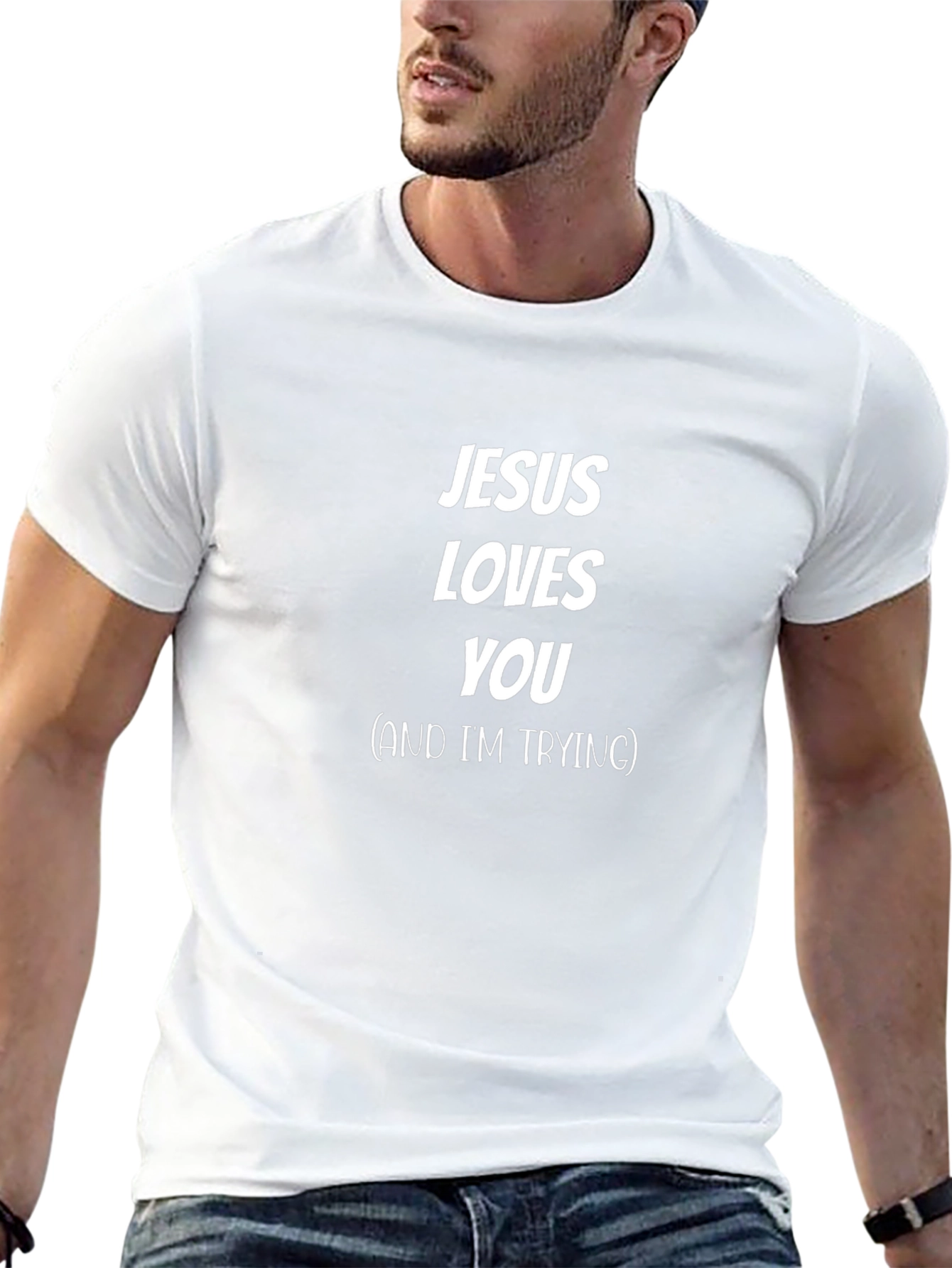 Jesus Loves You Mens Black Graphic Tee