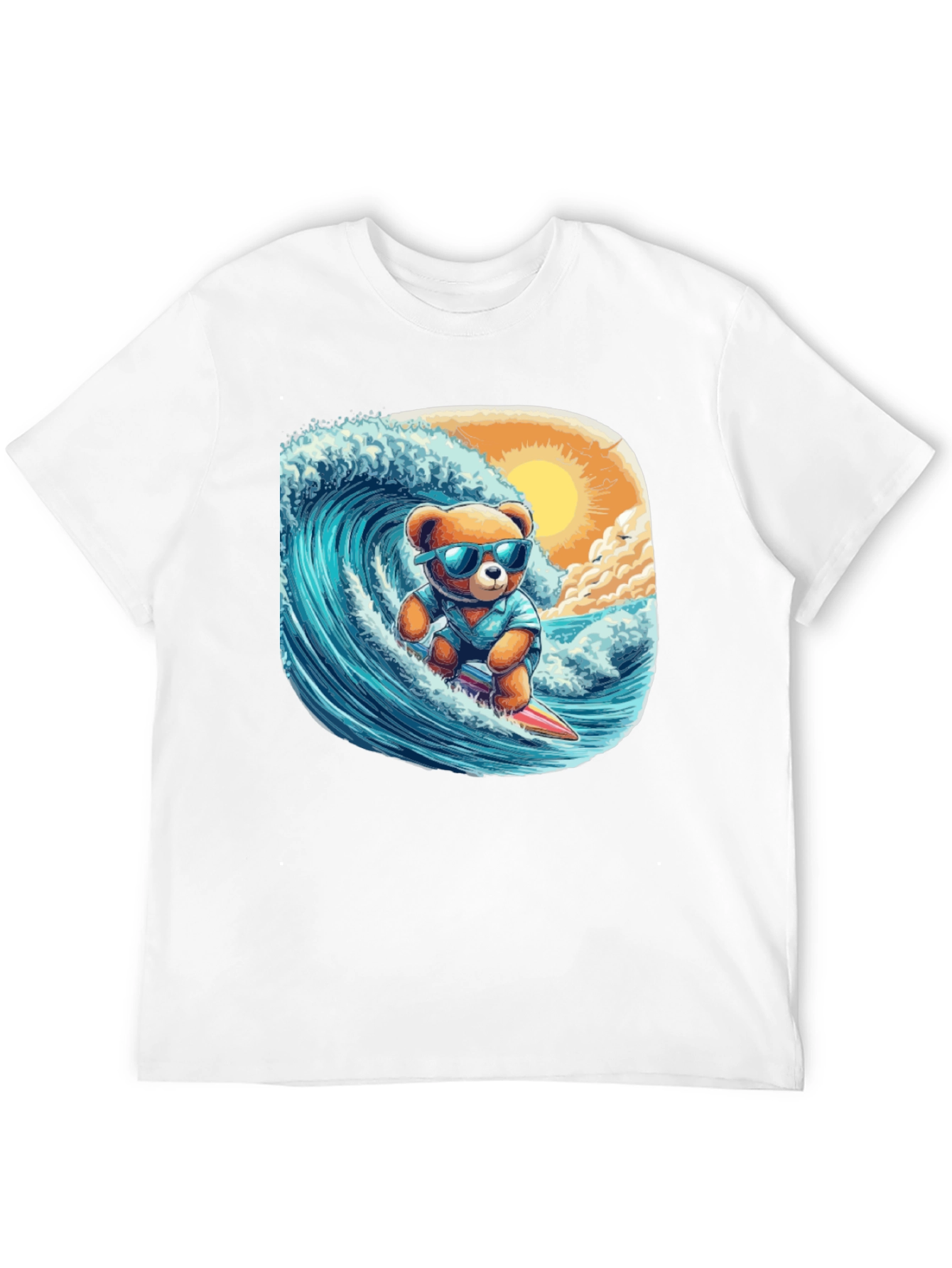 Surfing Bear Graphic Tee - Cool Summer Style