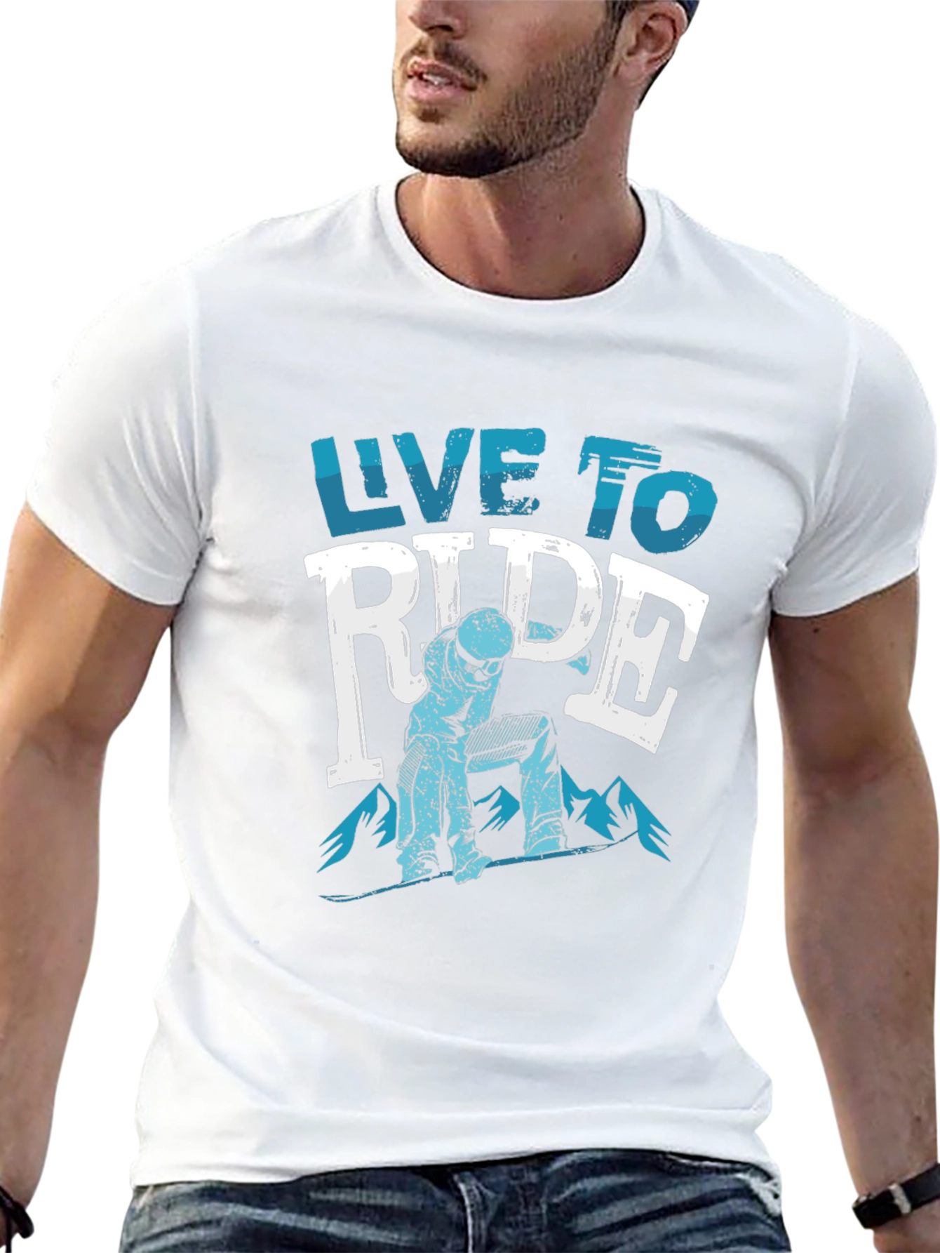 Live To Ride Snowboard T-Shirt - Black Cotton Tee
