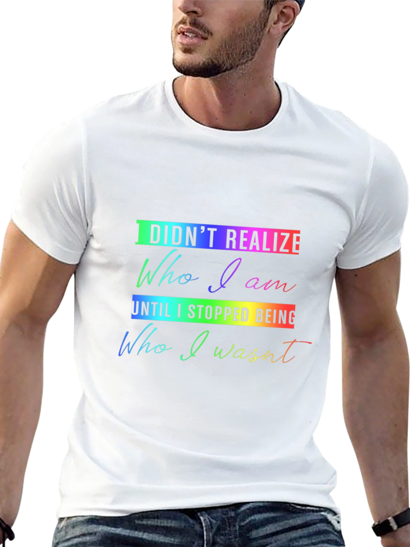 Rainbow Who I Am Graphic Black Tee