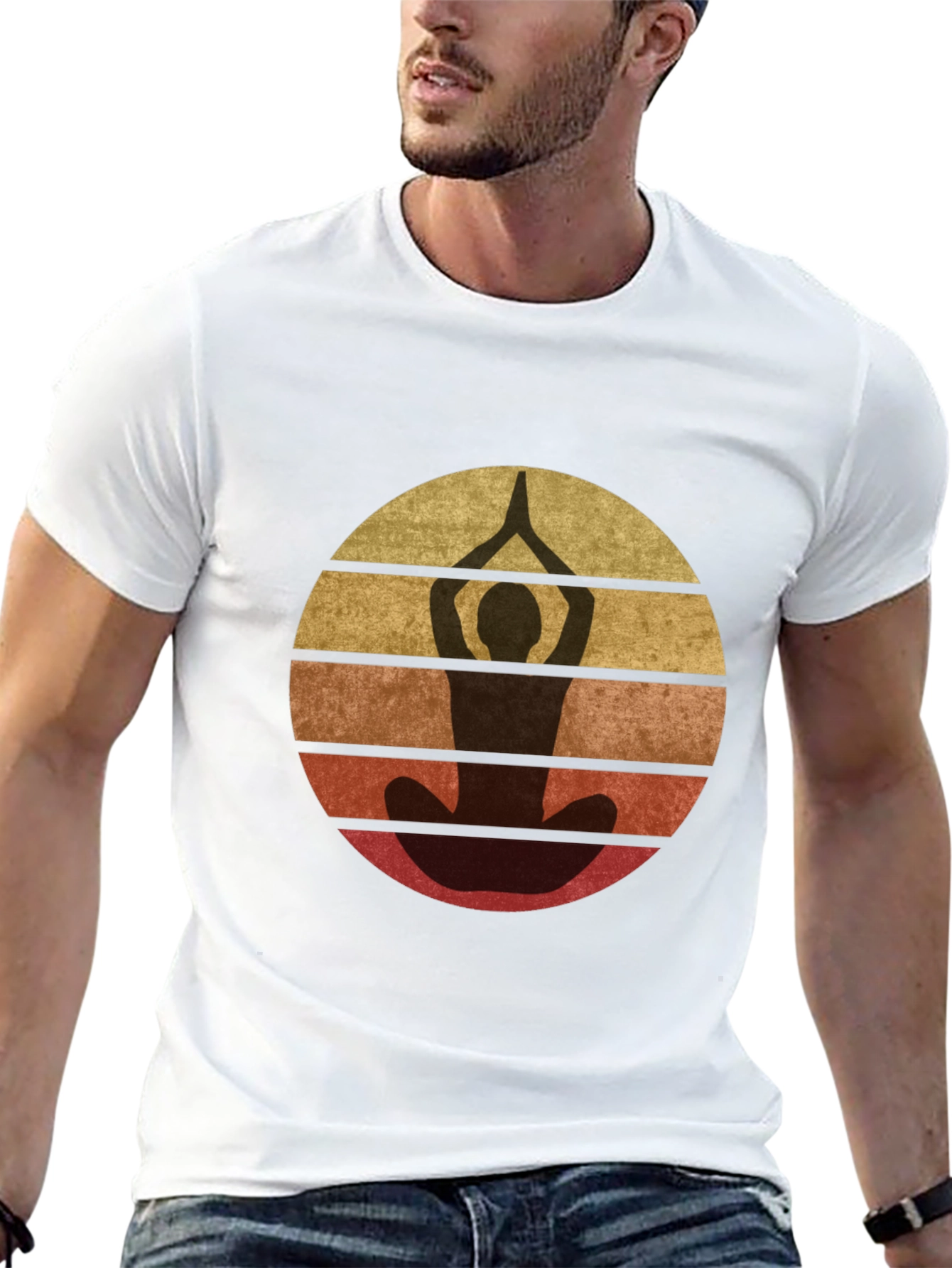 Retro Yoga Pose Graphic T-Shirt - Unisex Black Tee