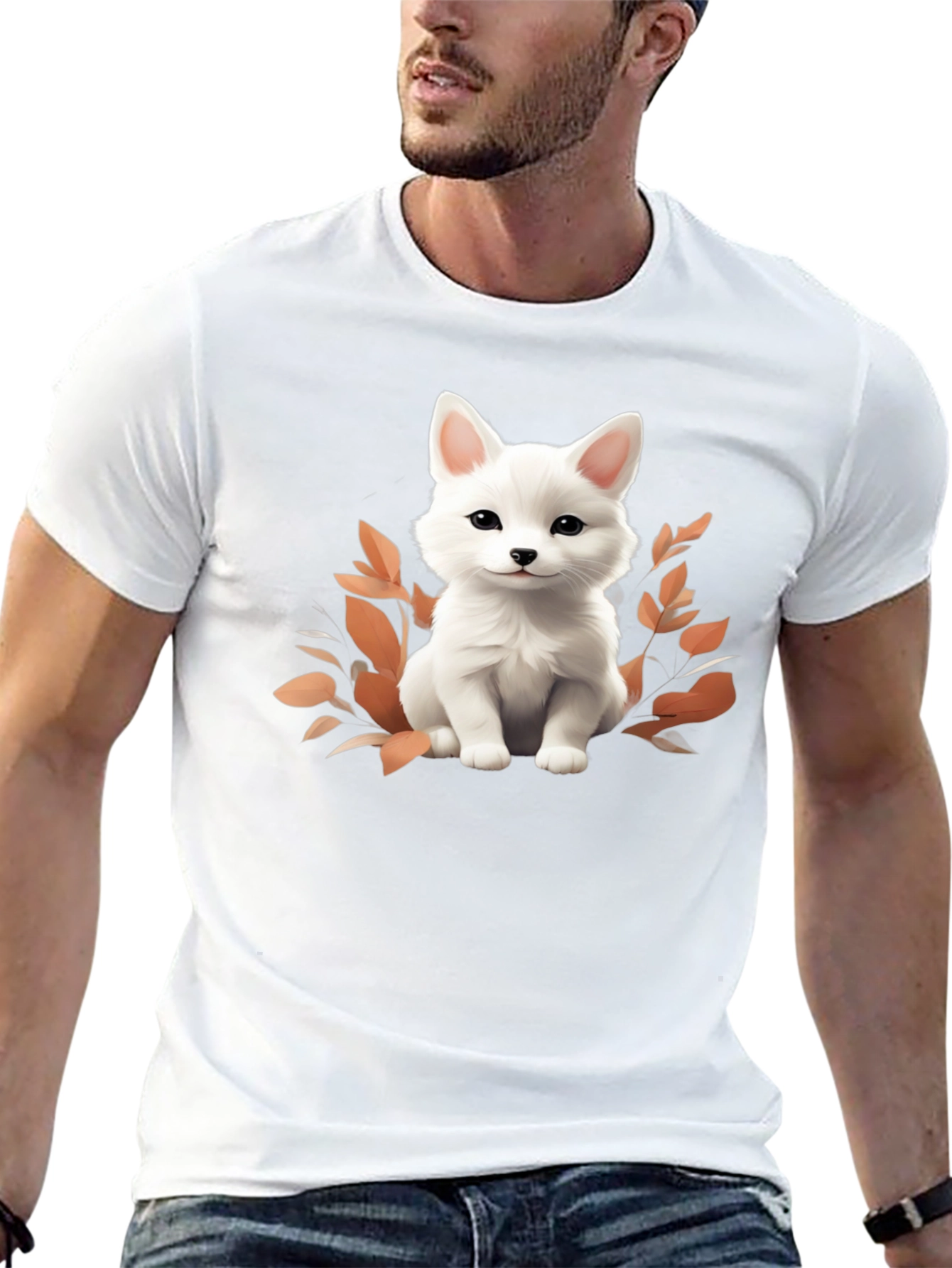 Cute White Fox Graphic Tee - Stylish Unisex Shirt