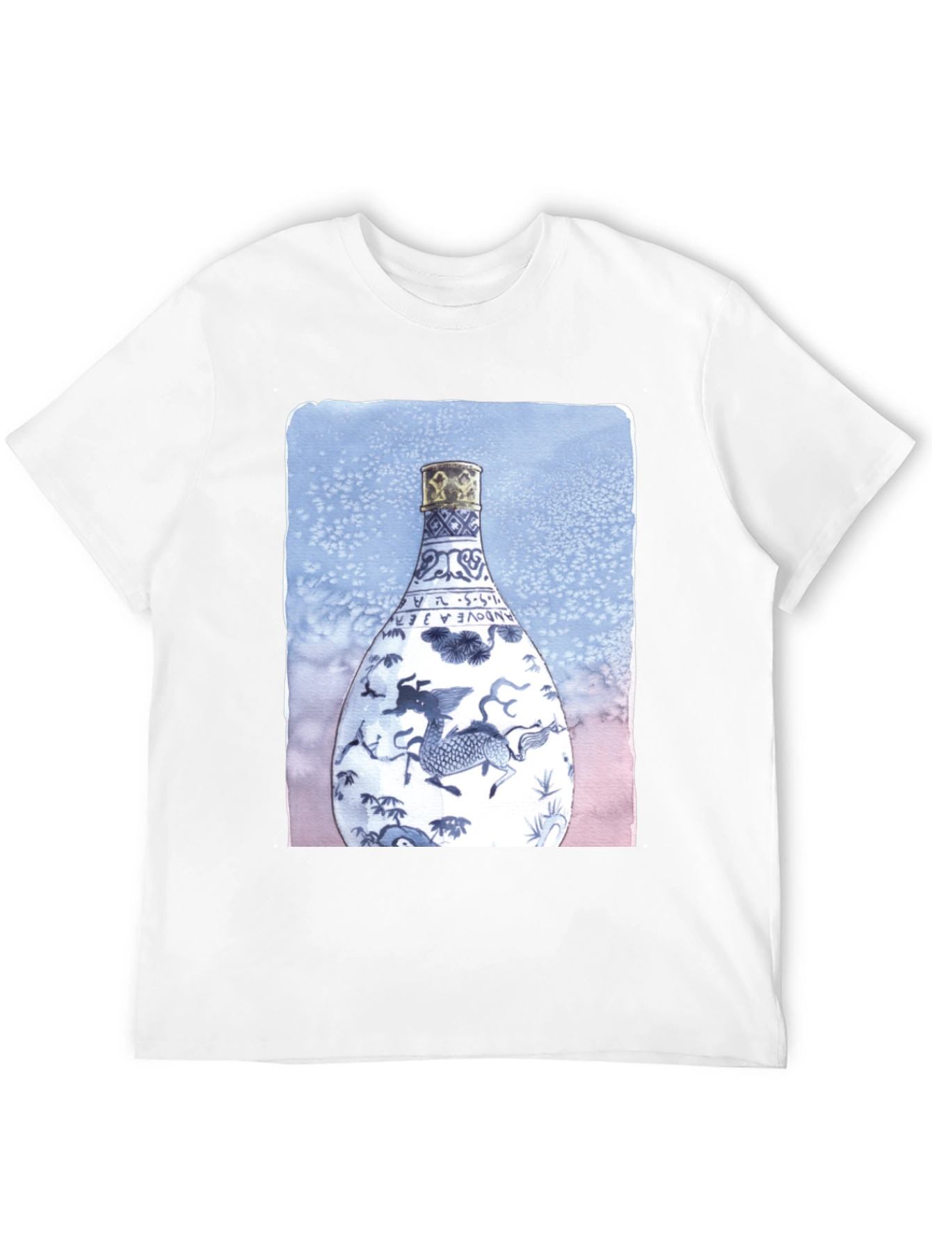Dragon Vase Graphic Tee - Unique Art Shirt