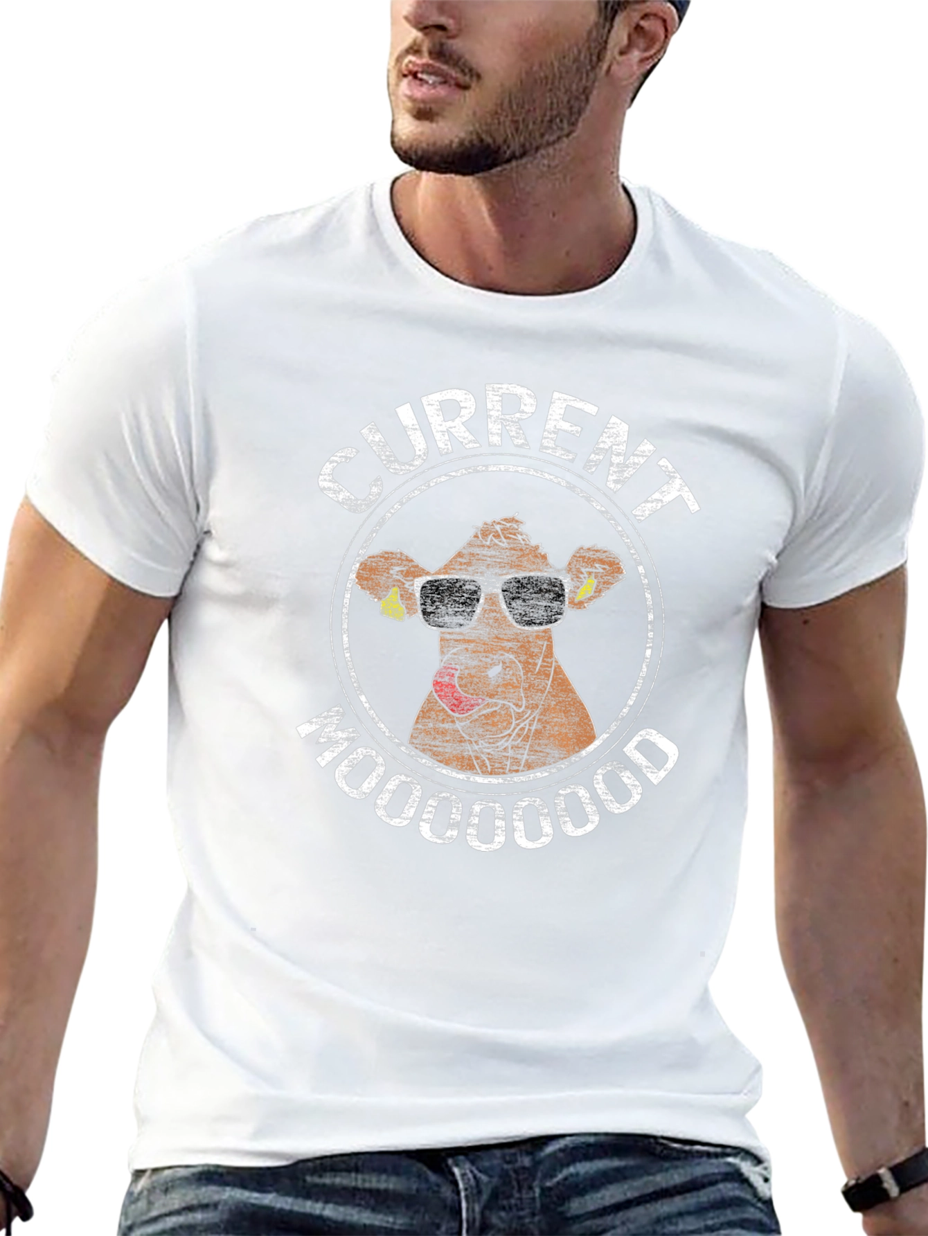 Current Mooood Funny Cow Graphic T-Shirt
