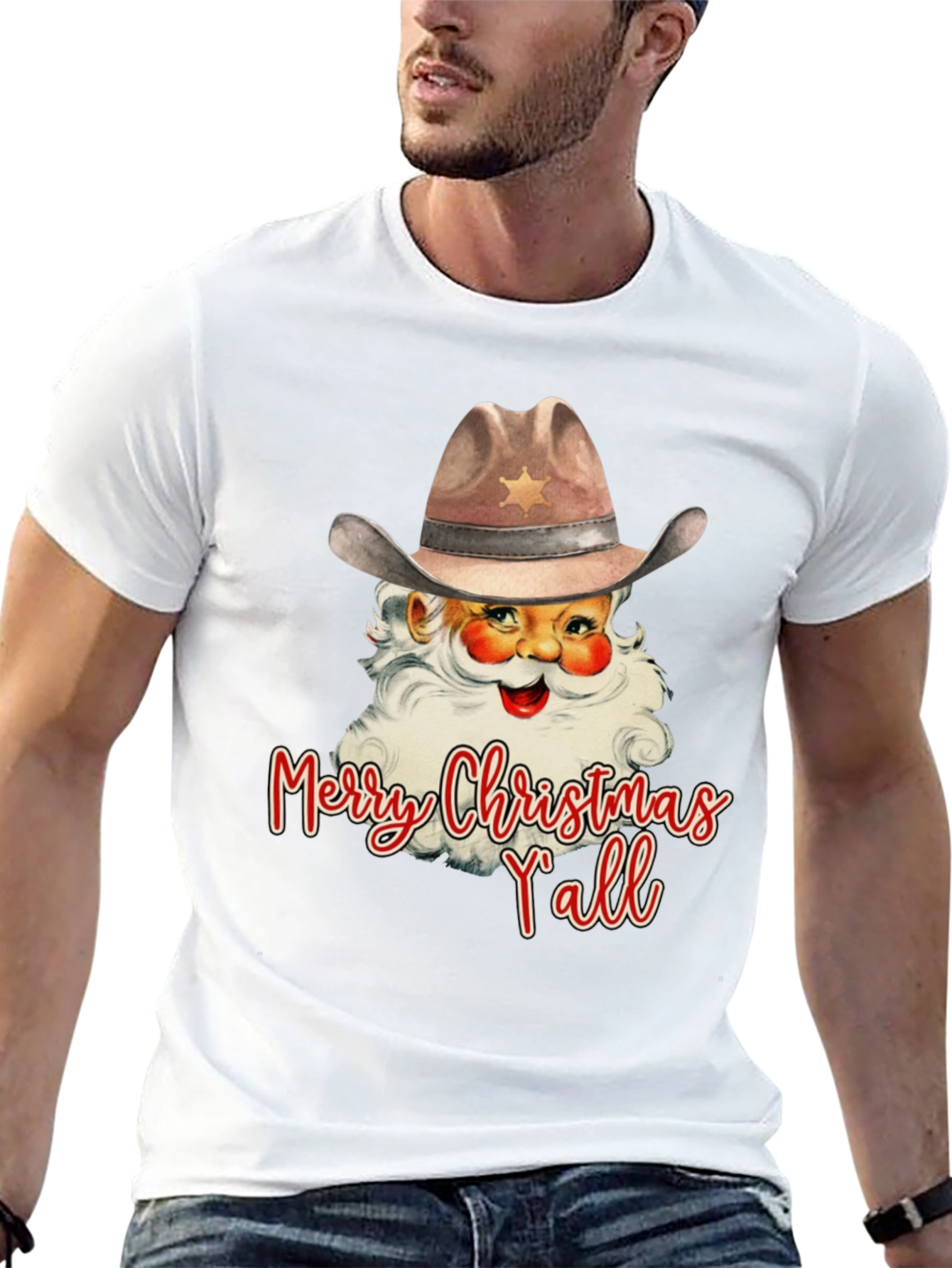 Western Santa Merry Christmas Yall T-Shirt