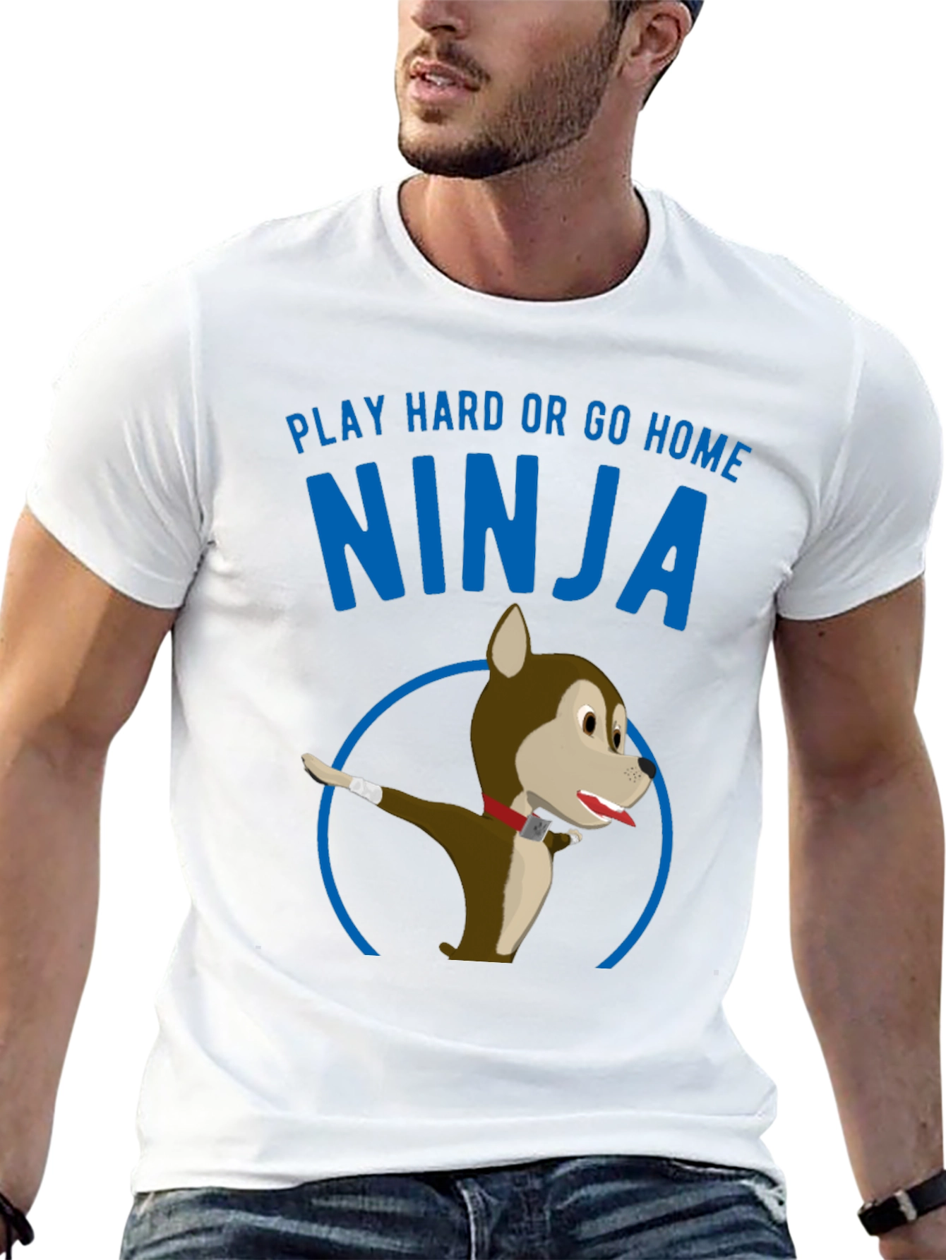 Play Hard Ninja Dog Graphic Tee