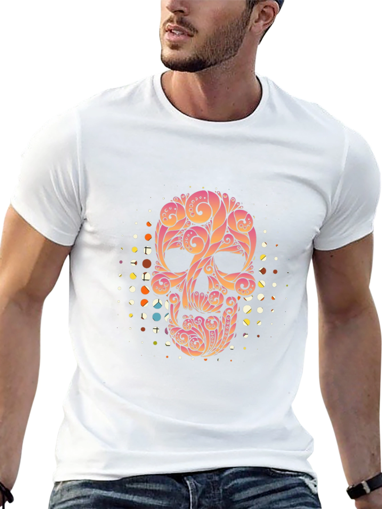 Ornate Skull Graphic Tee - Black