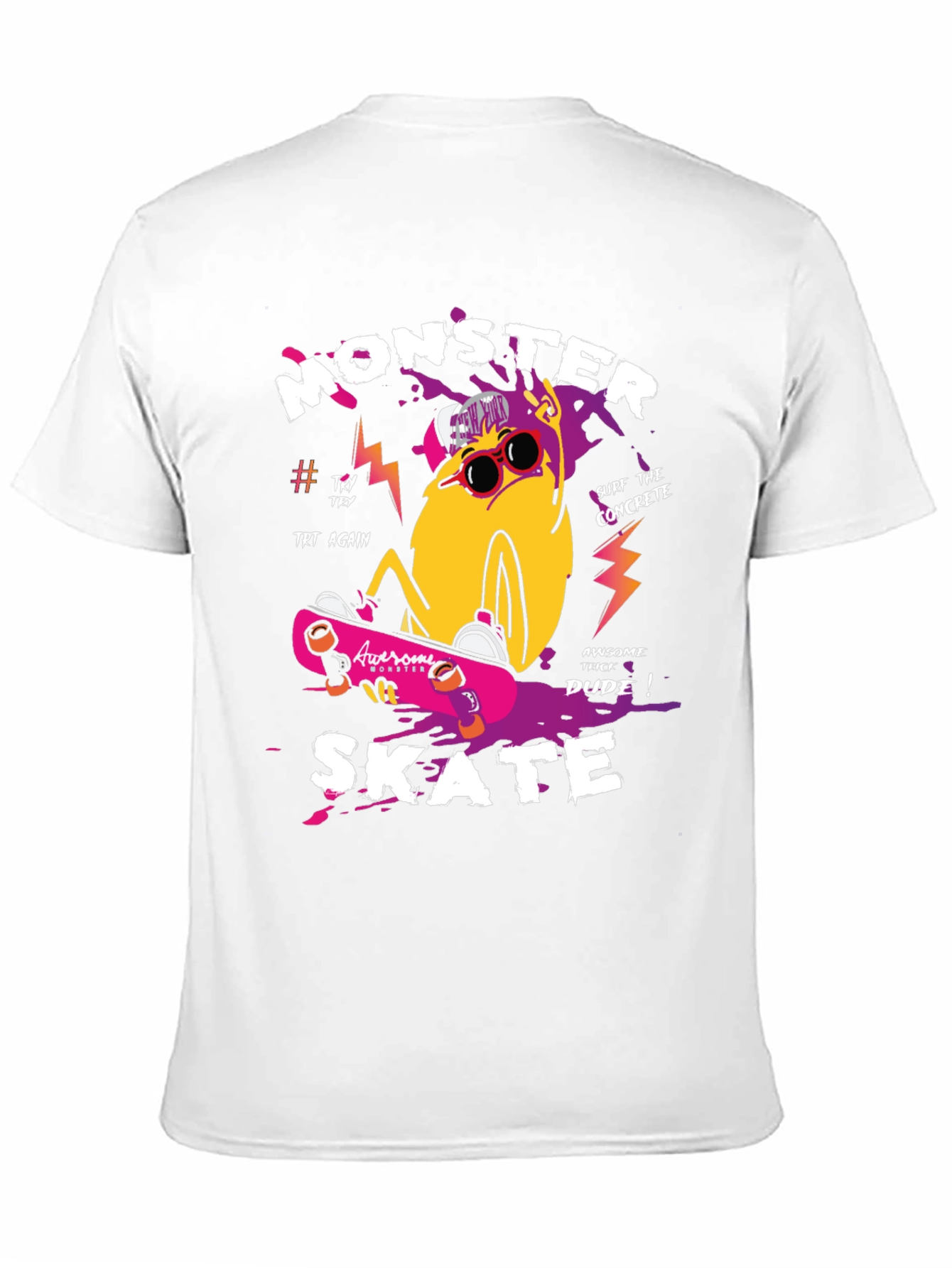 Monster Skate Graphic Print Black T-Shirt