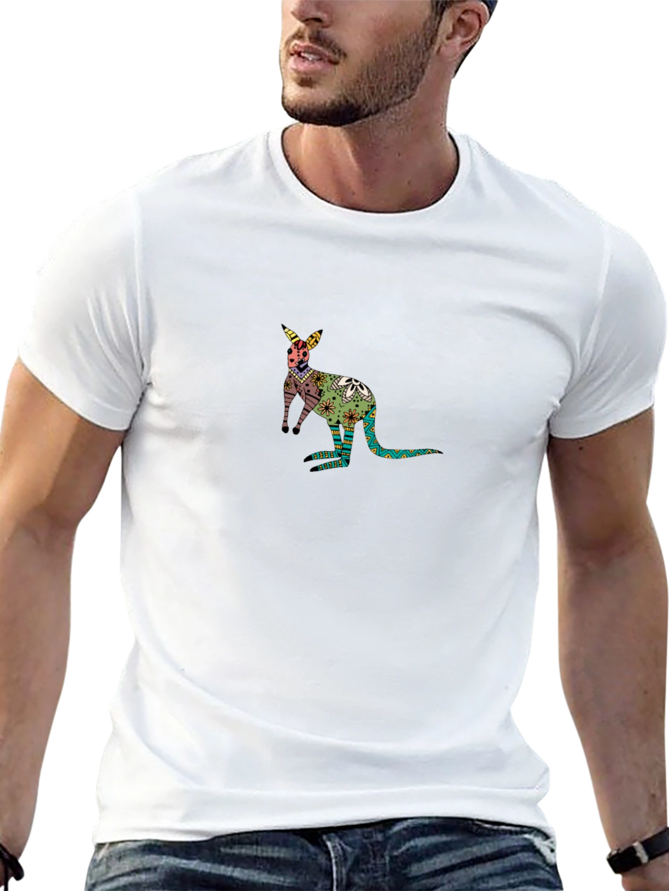 Kangaroo Graphic Black T-Shirt: Unique Design