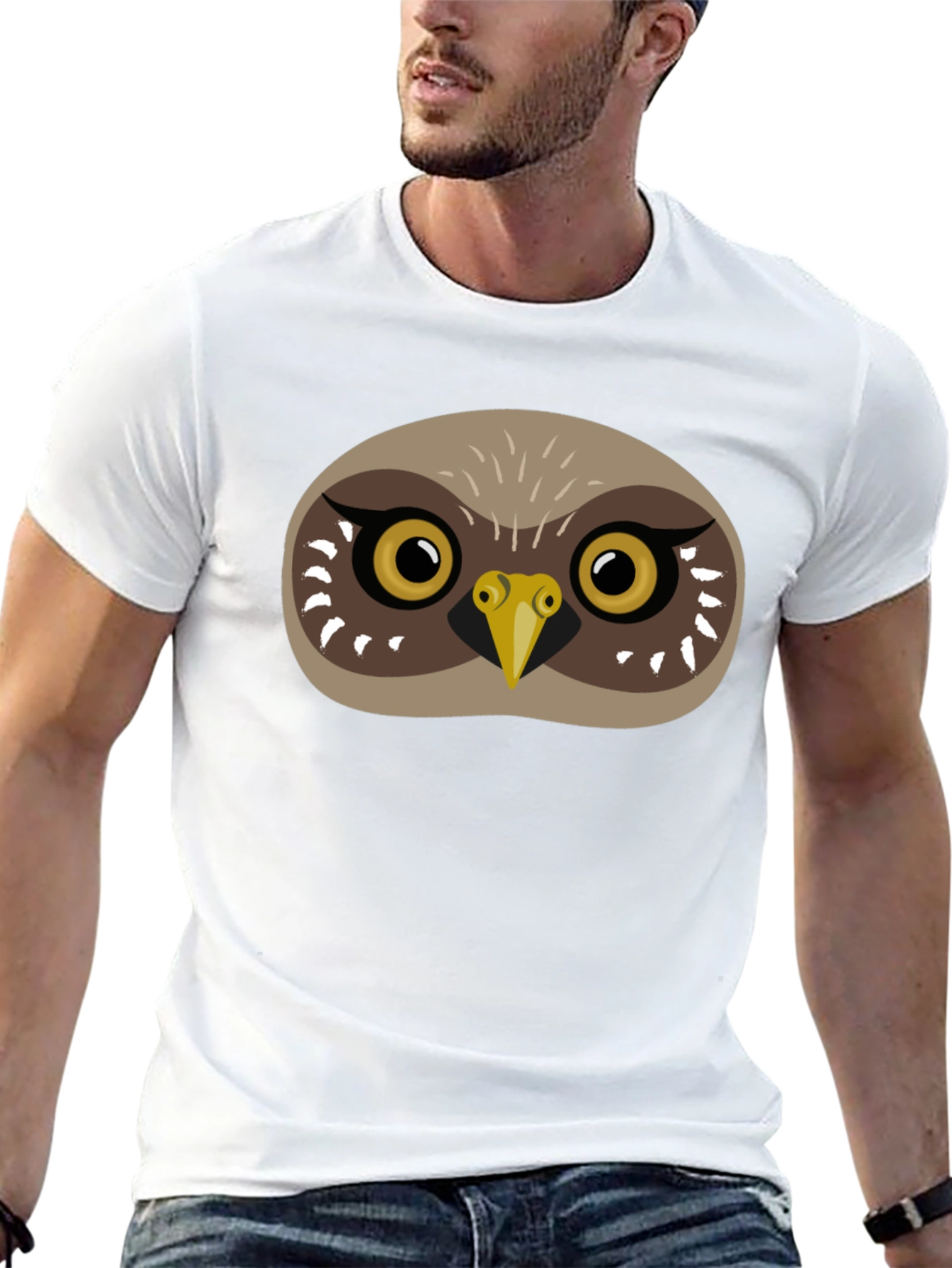 Owl Face Graphic Tee - Mens Black T-Shirt