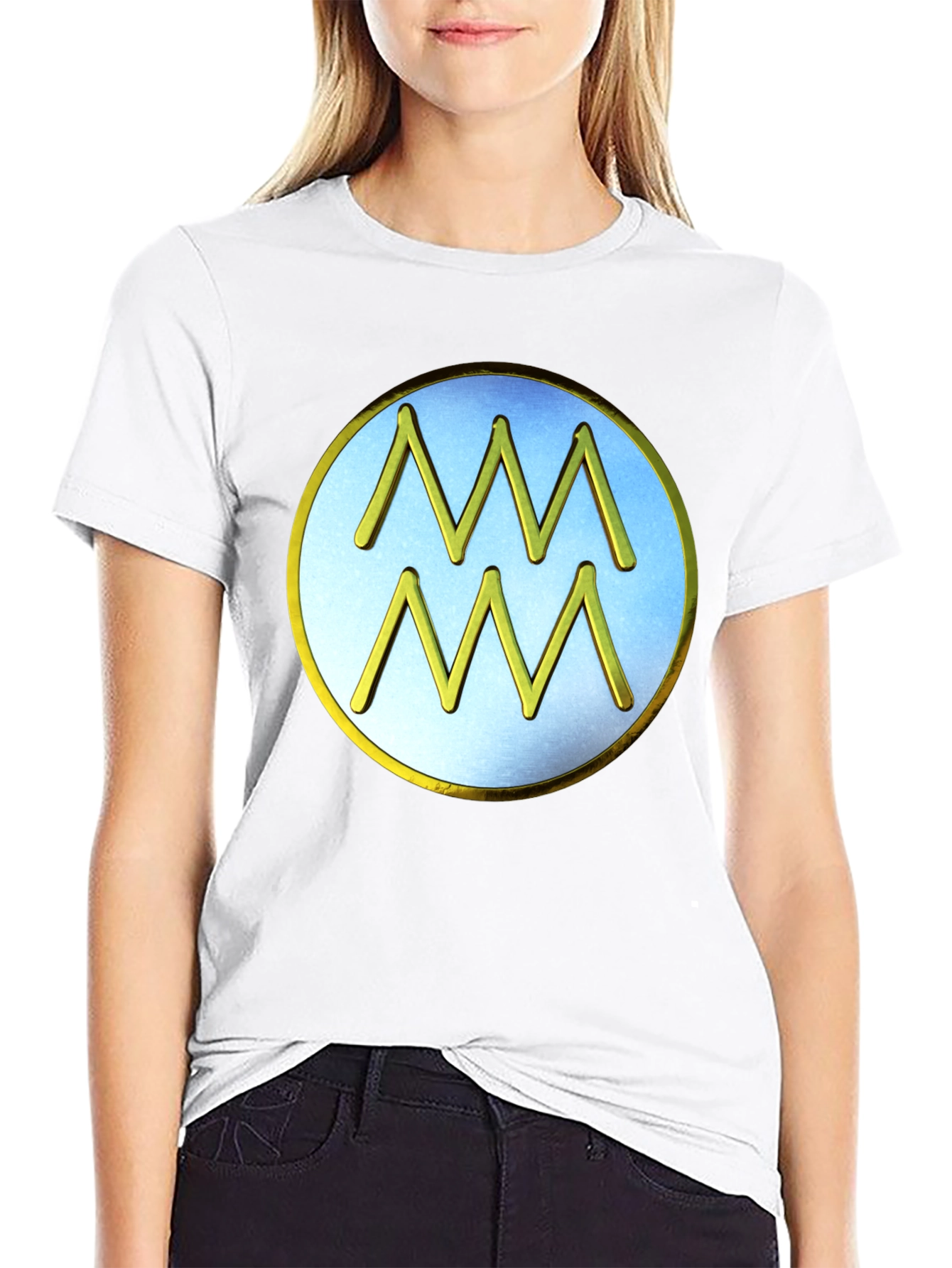 Aquarius Zodiac Sign T-Shirt - Black
