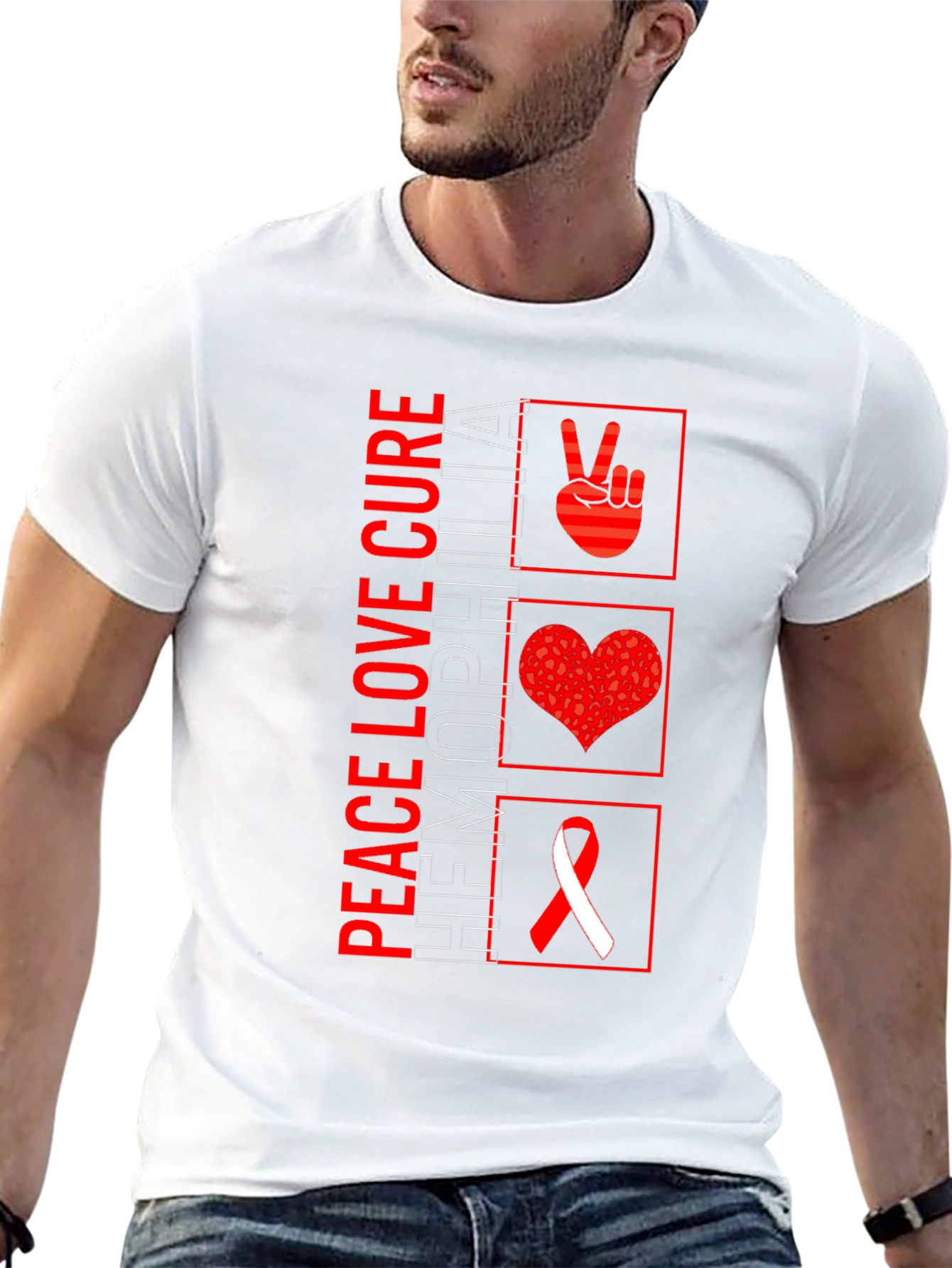 Peace Love Cure Hemophilia Awareness T-Shirt
