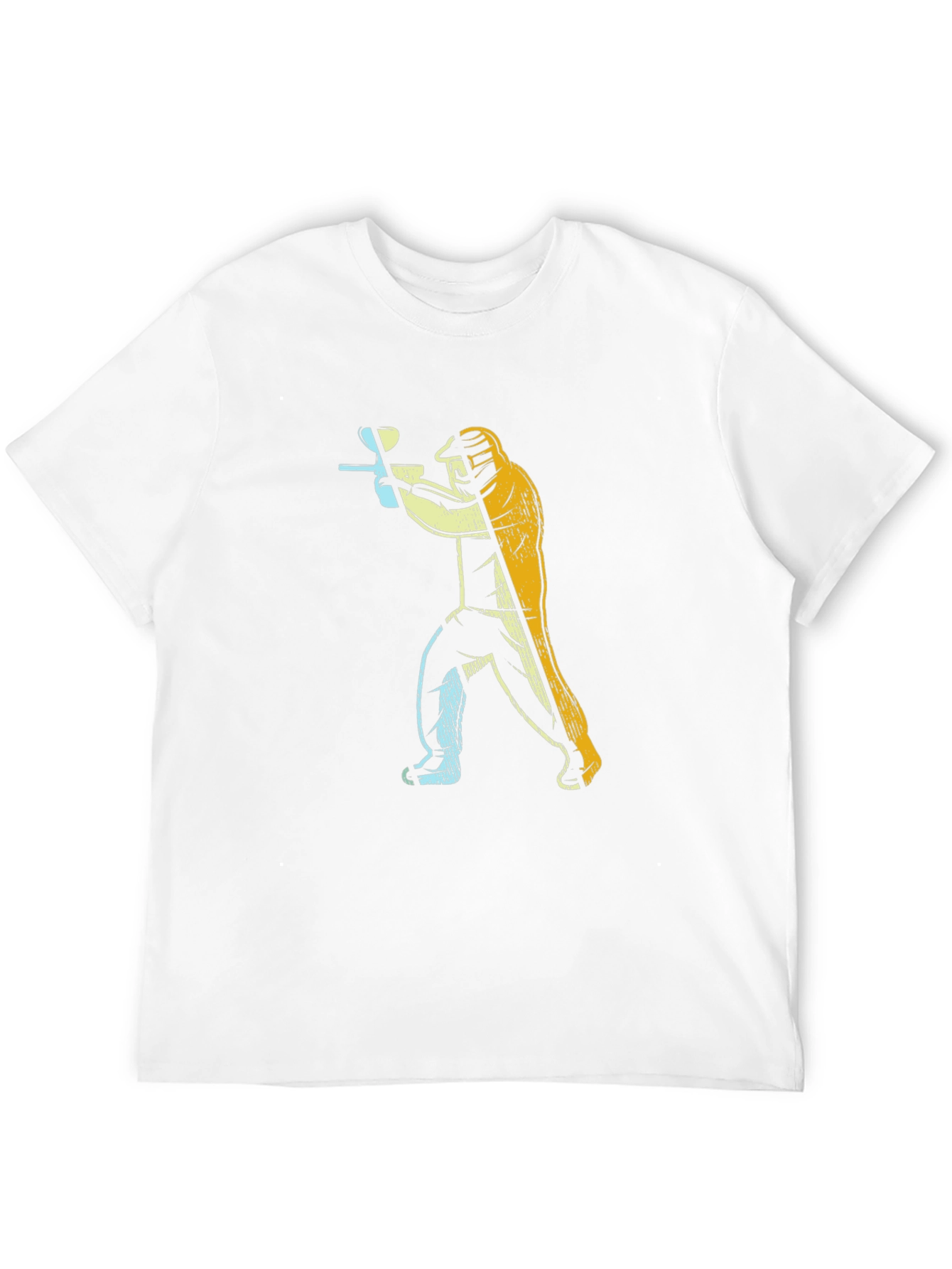 Paintball Player Graphic Tee - Black Cotton Casual Shirt