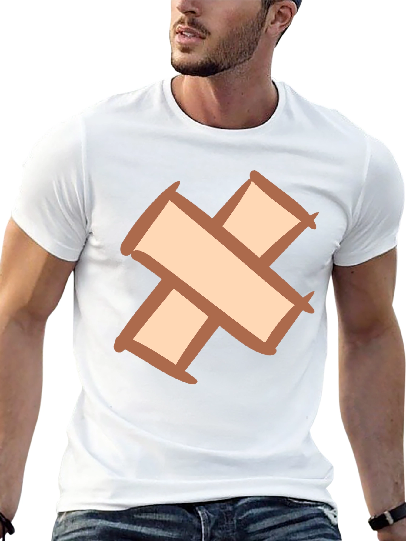 Quirky Cross Bandage Graphic Tee - Unisex Black T-Shirt