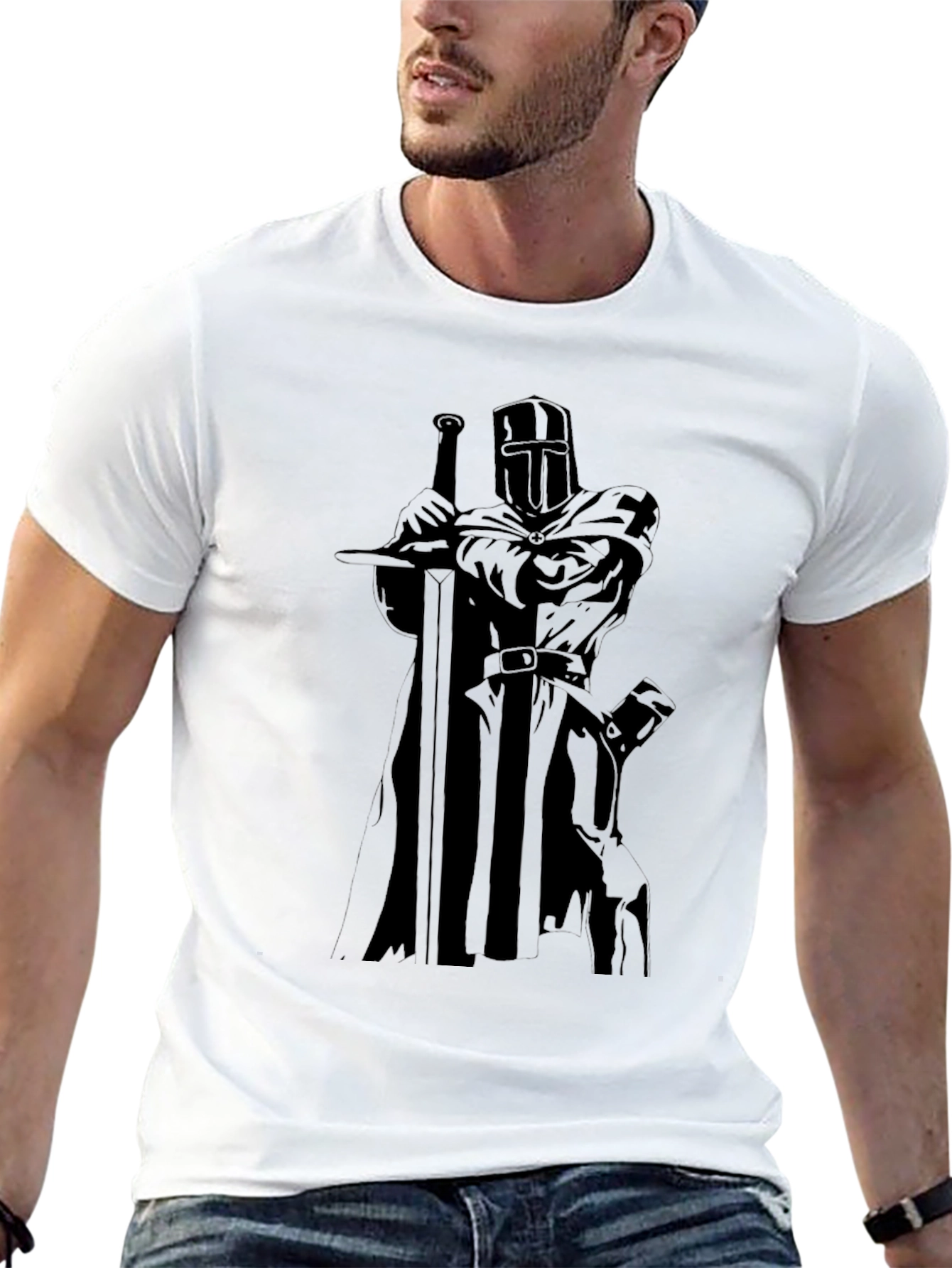 Crusader Knight Graphic Black T-Shirt
