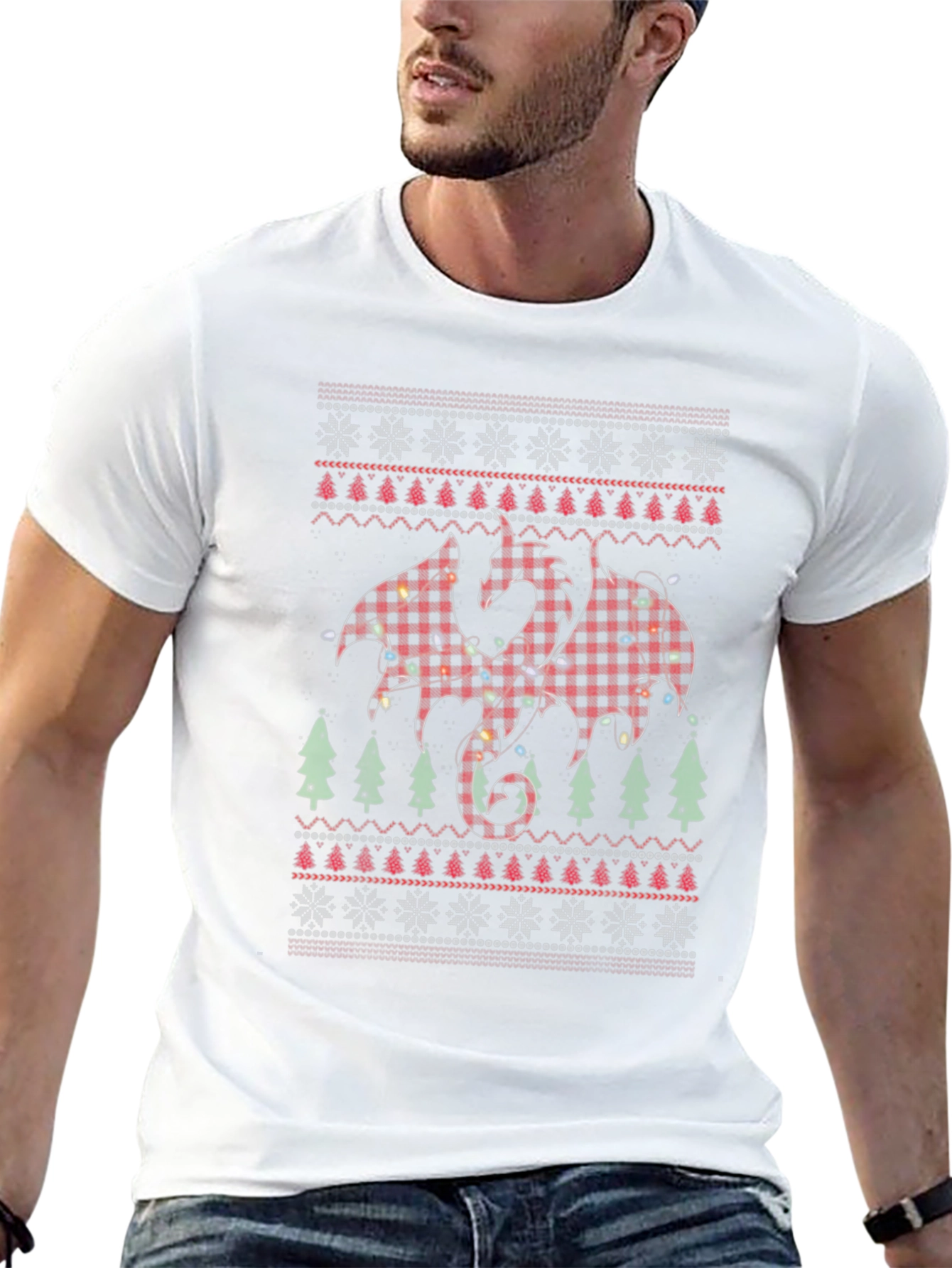 Plaid Dragon Christmas T-Shirt