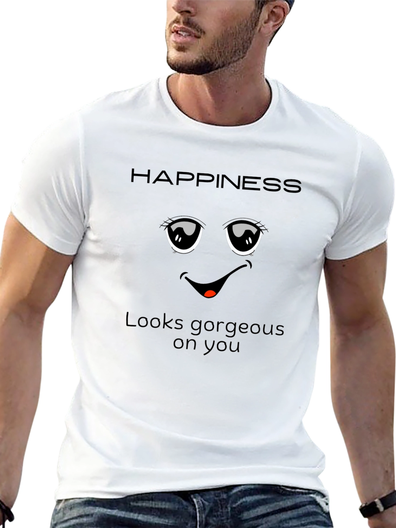 Happiness Graphic Black Tee