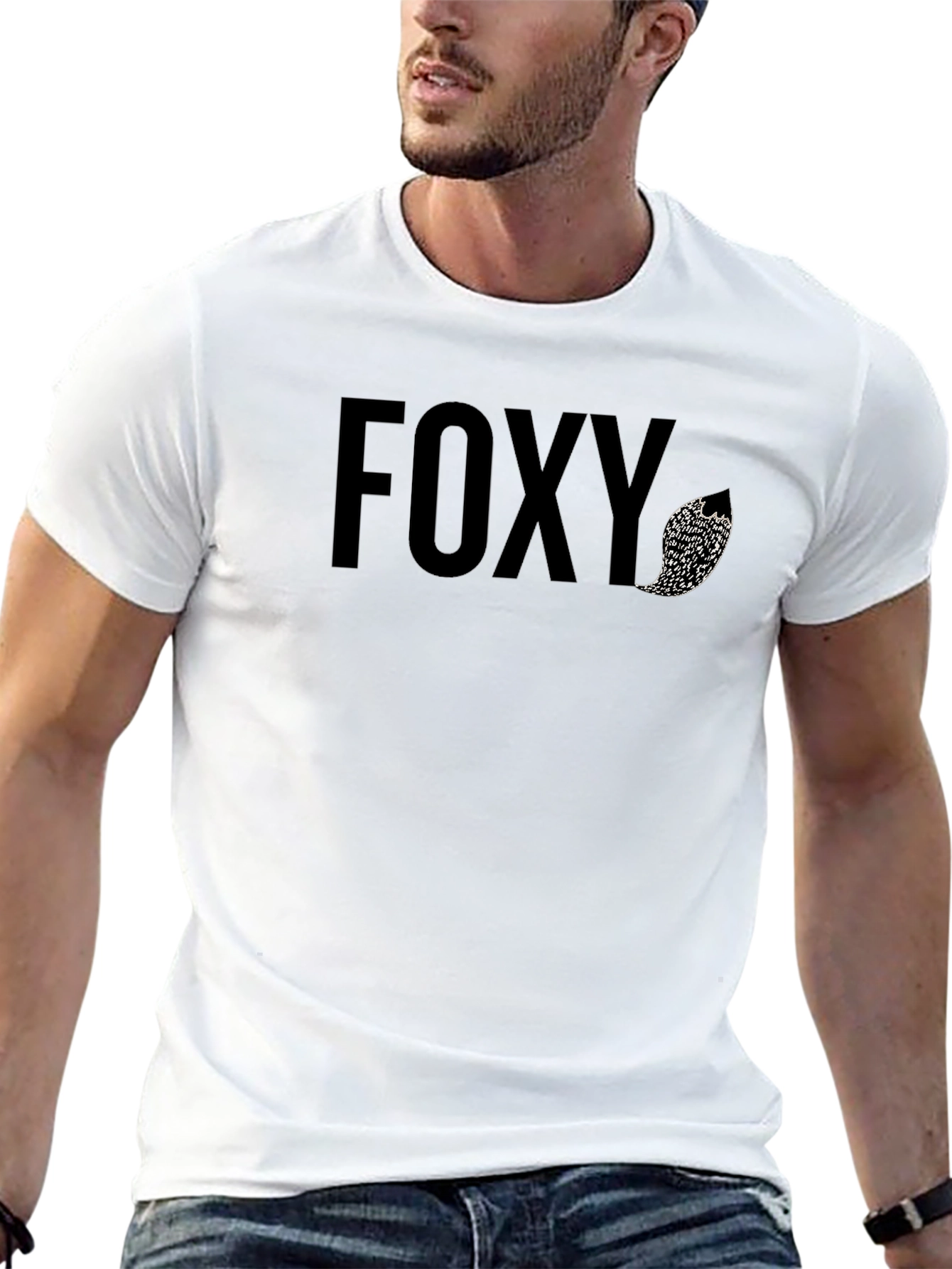 Foxy Graphic Tee - Black Cotton Blend Shirt