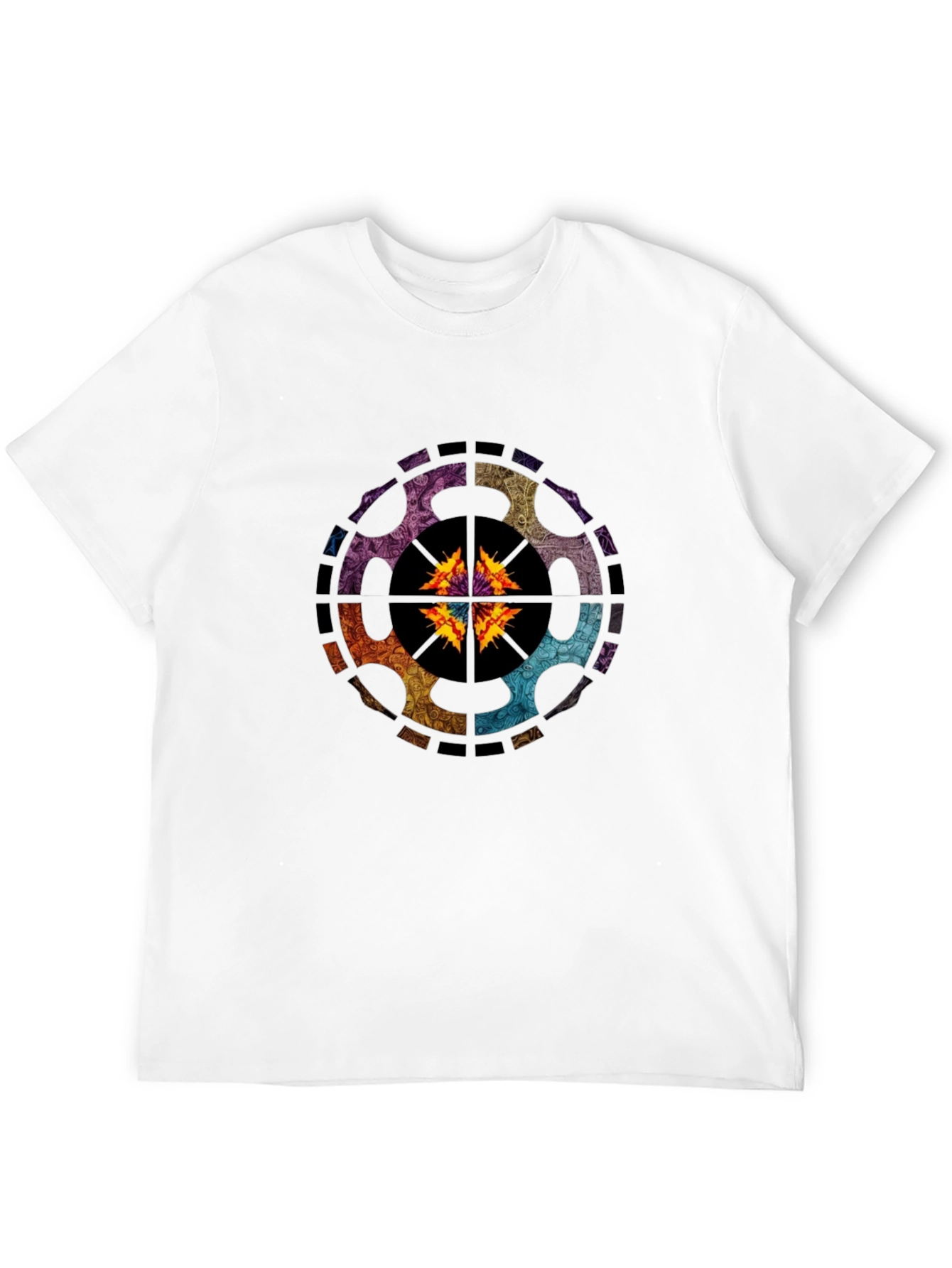 Abstract Geometric Graphic Tee - Black