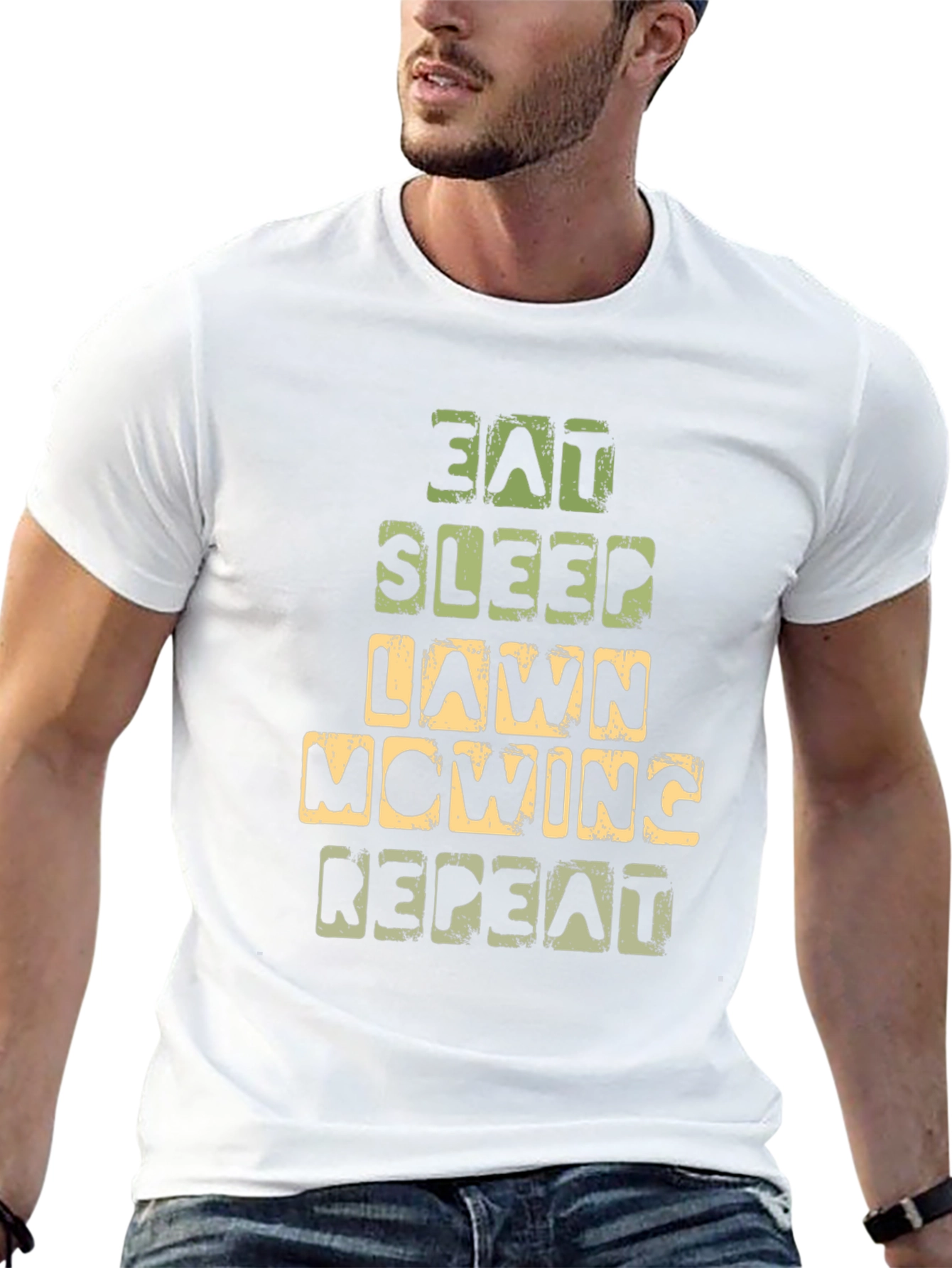 Eat Sleep Lawn Mowing Repeat Graphic Tee