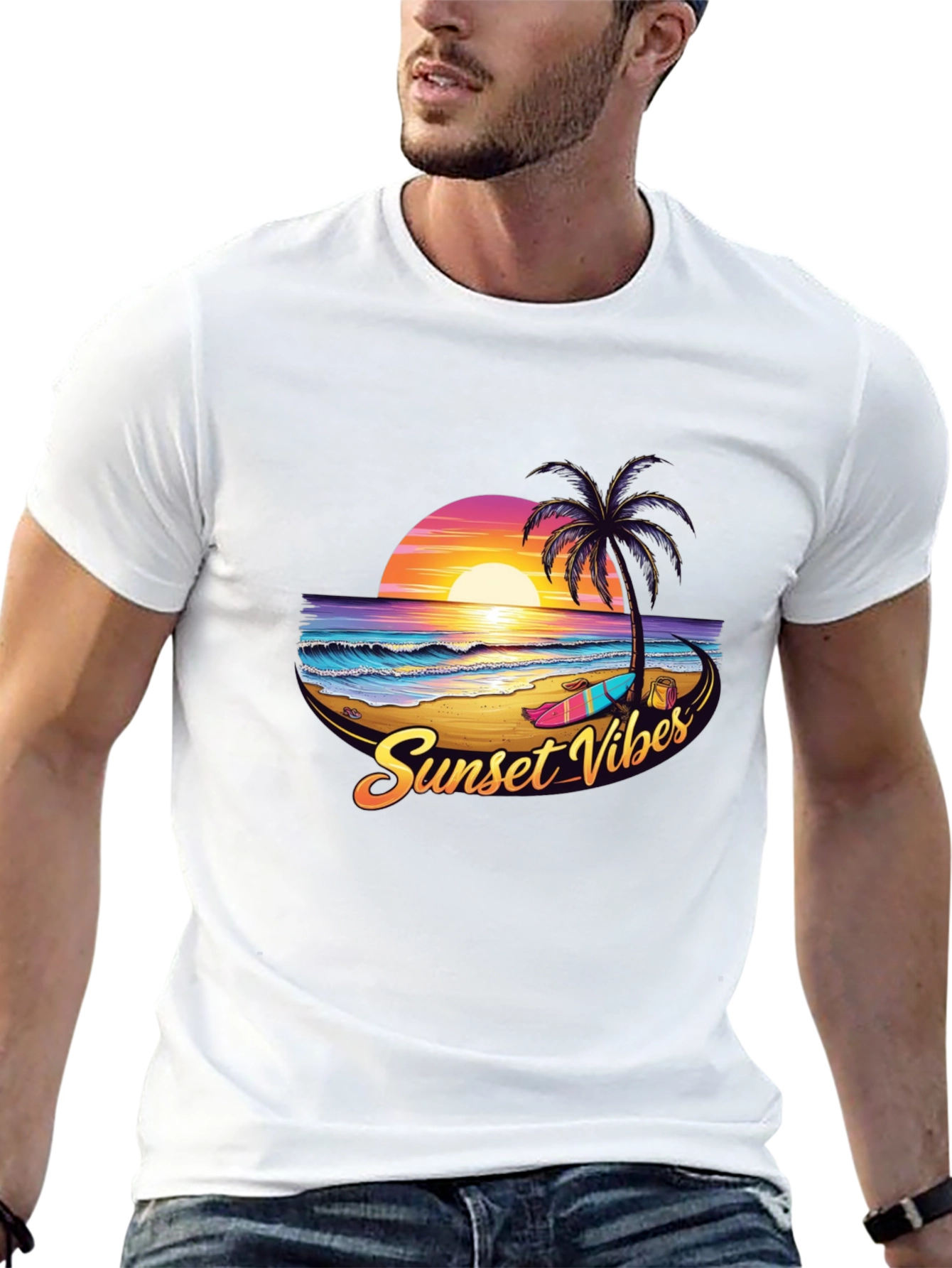Sunset Vibes Graphic Tee - Black