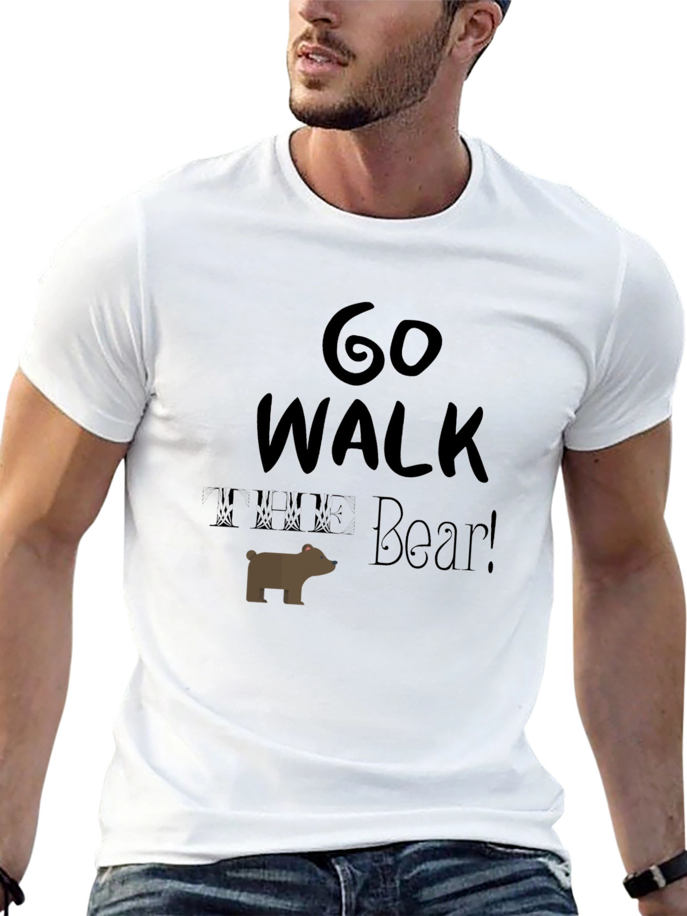 Go Walk Bear! Graphic Print Mens T-Shirt
