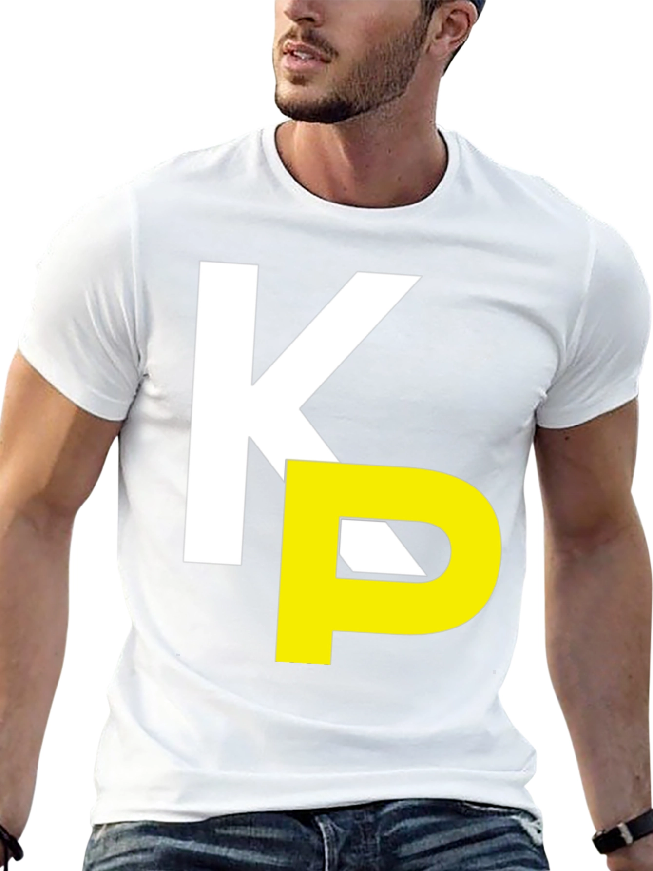 Stylish KP Initial Graphic Tee - Black