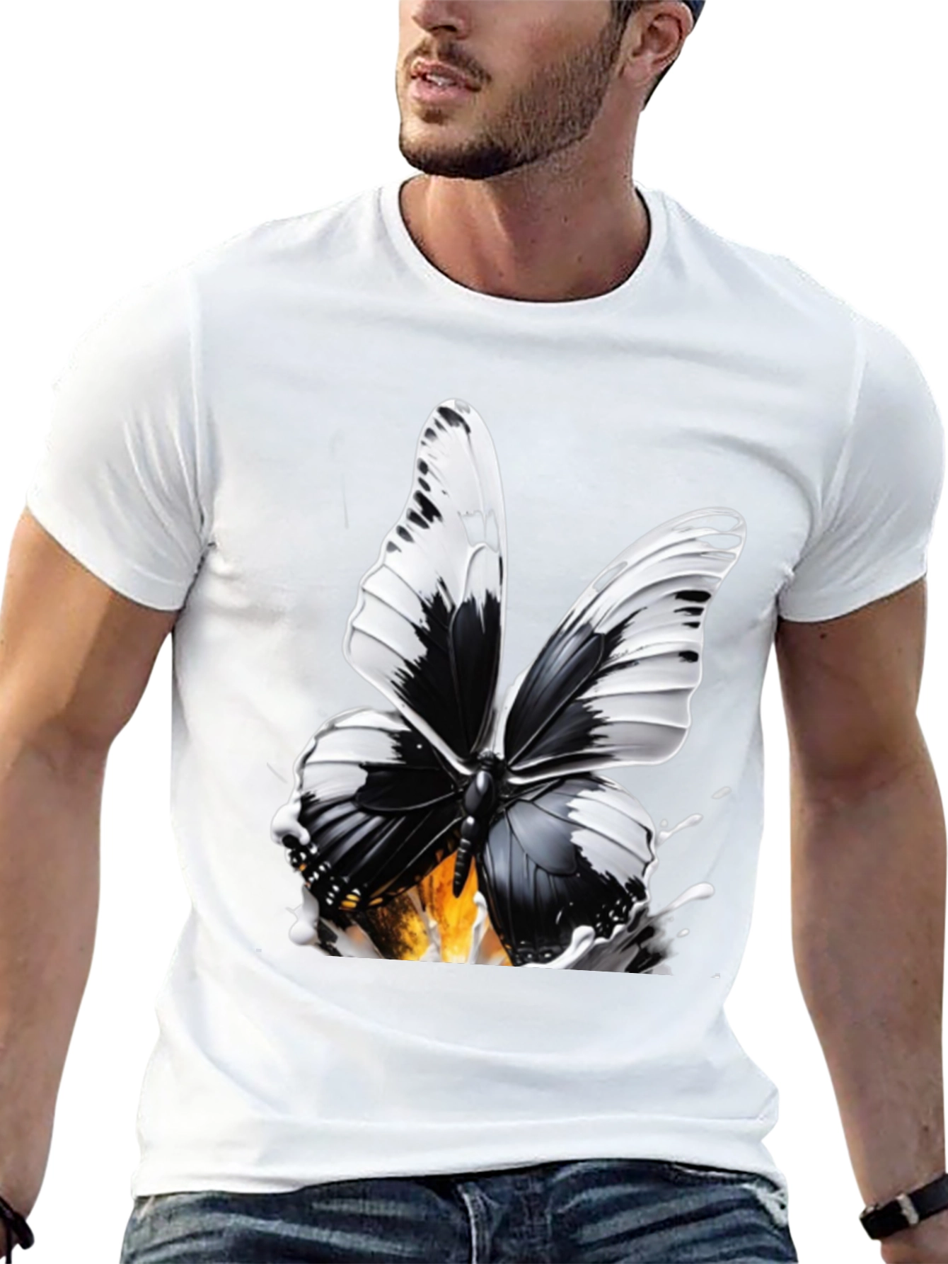 Butterfly Graphic Print T-Shirt - Stylish Black Tee