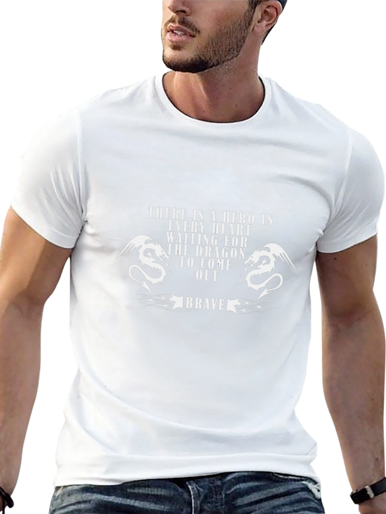 Brave Dragon Hero Graphic T-Shirt - Black
