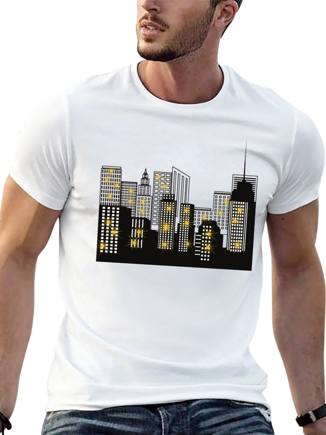 Cityscape Graphic T-Shirt - Black