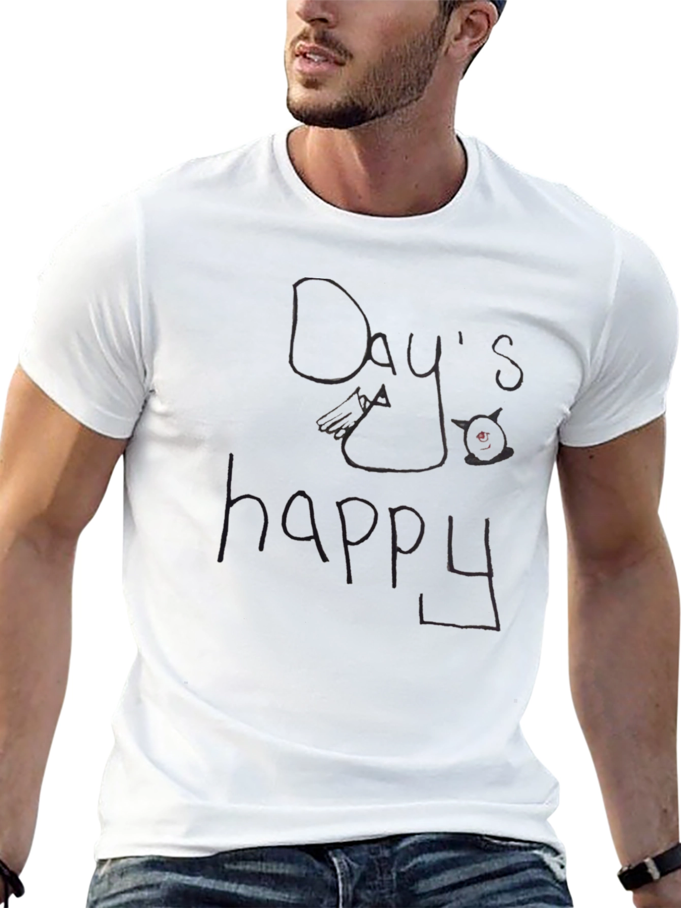 Days Happy Graphic Black T-Shirt
