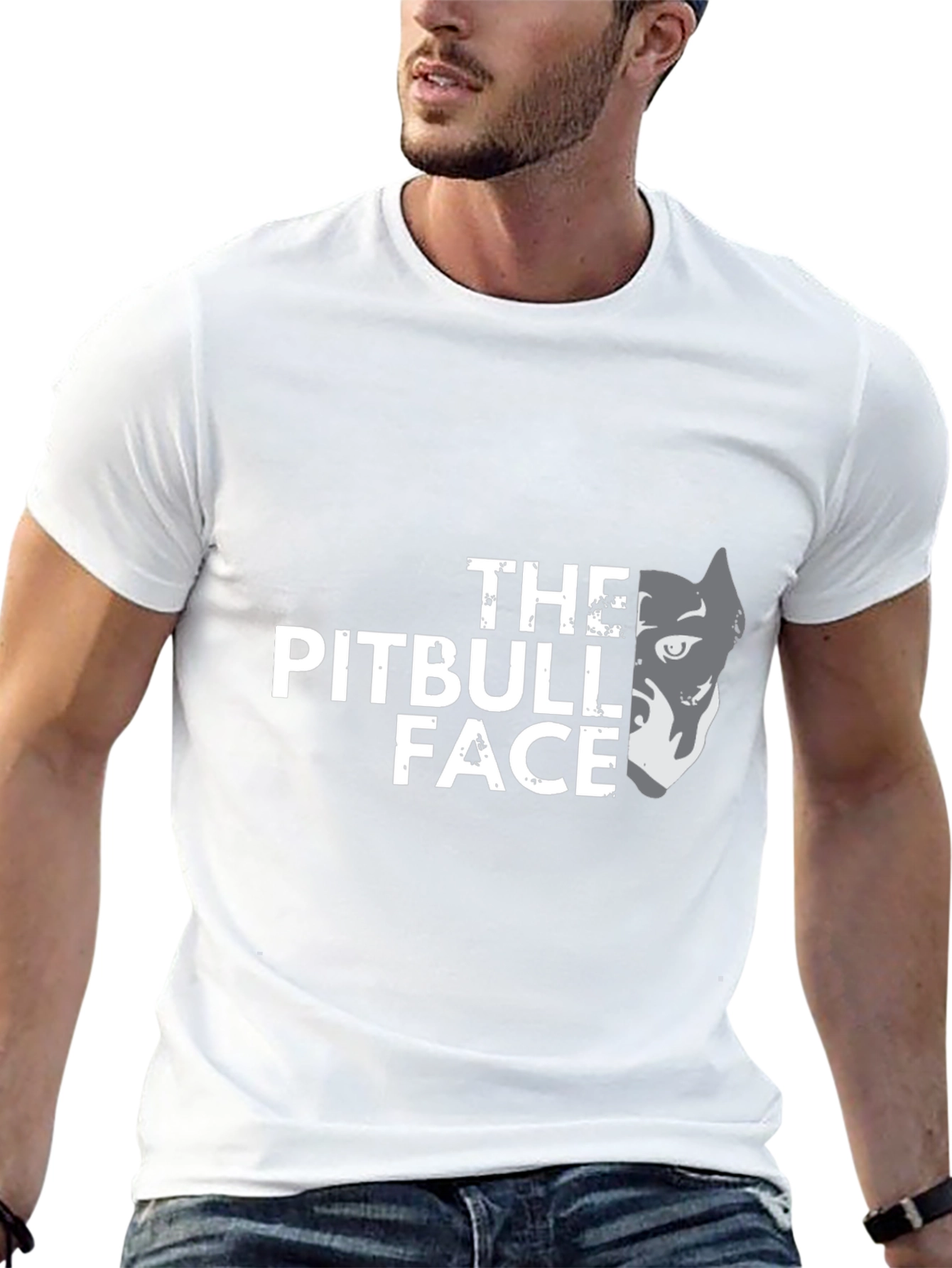 The Pitbull Face Graphic T-Shirt - Black Cotton Tee