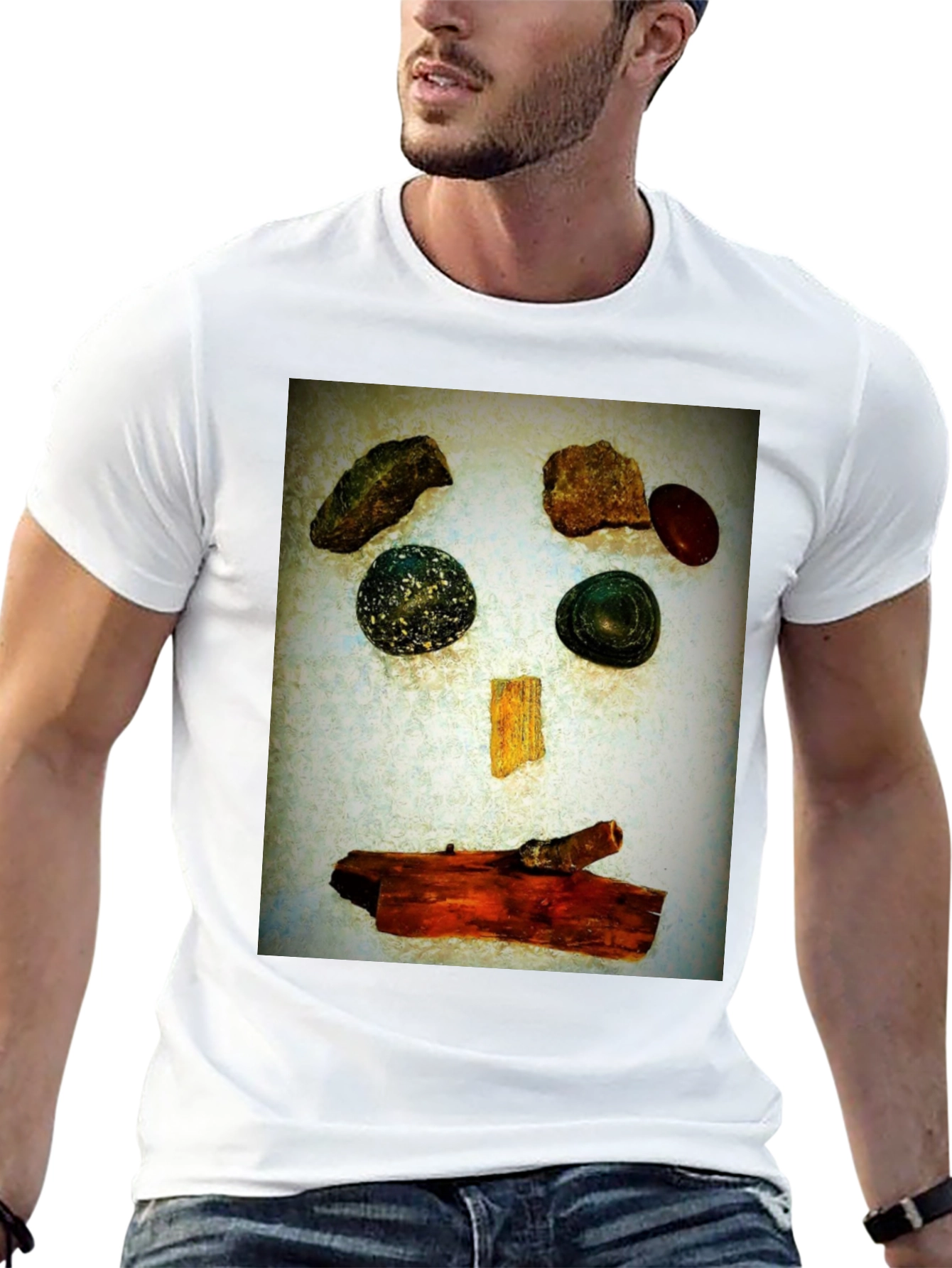 Abstract Face T-Shirt - Stone and Wood Art