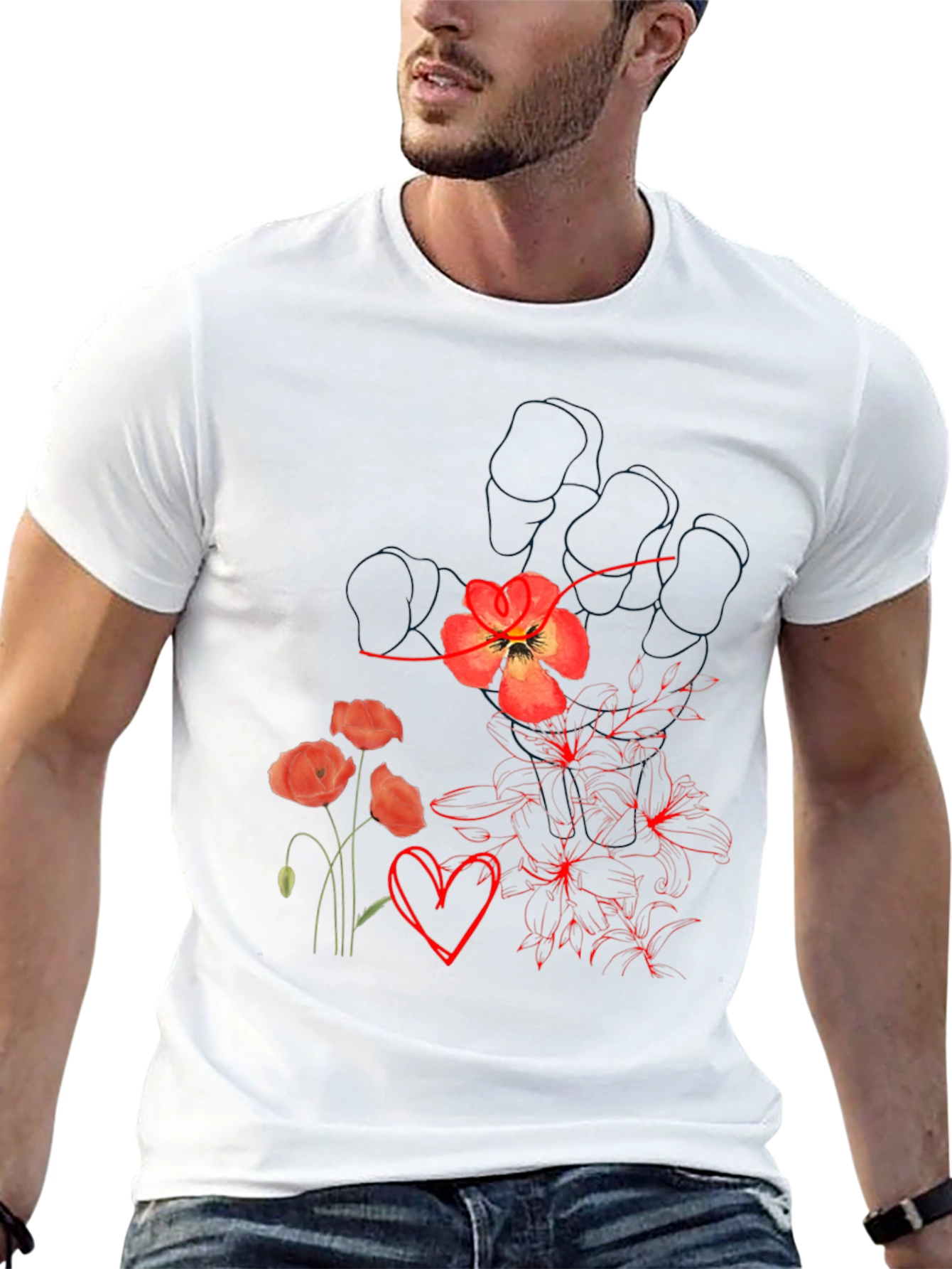 Floral Heart Graphic Tee - Stylish Comfort