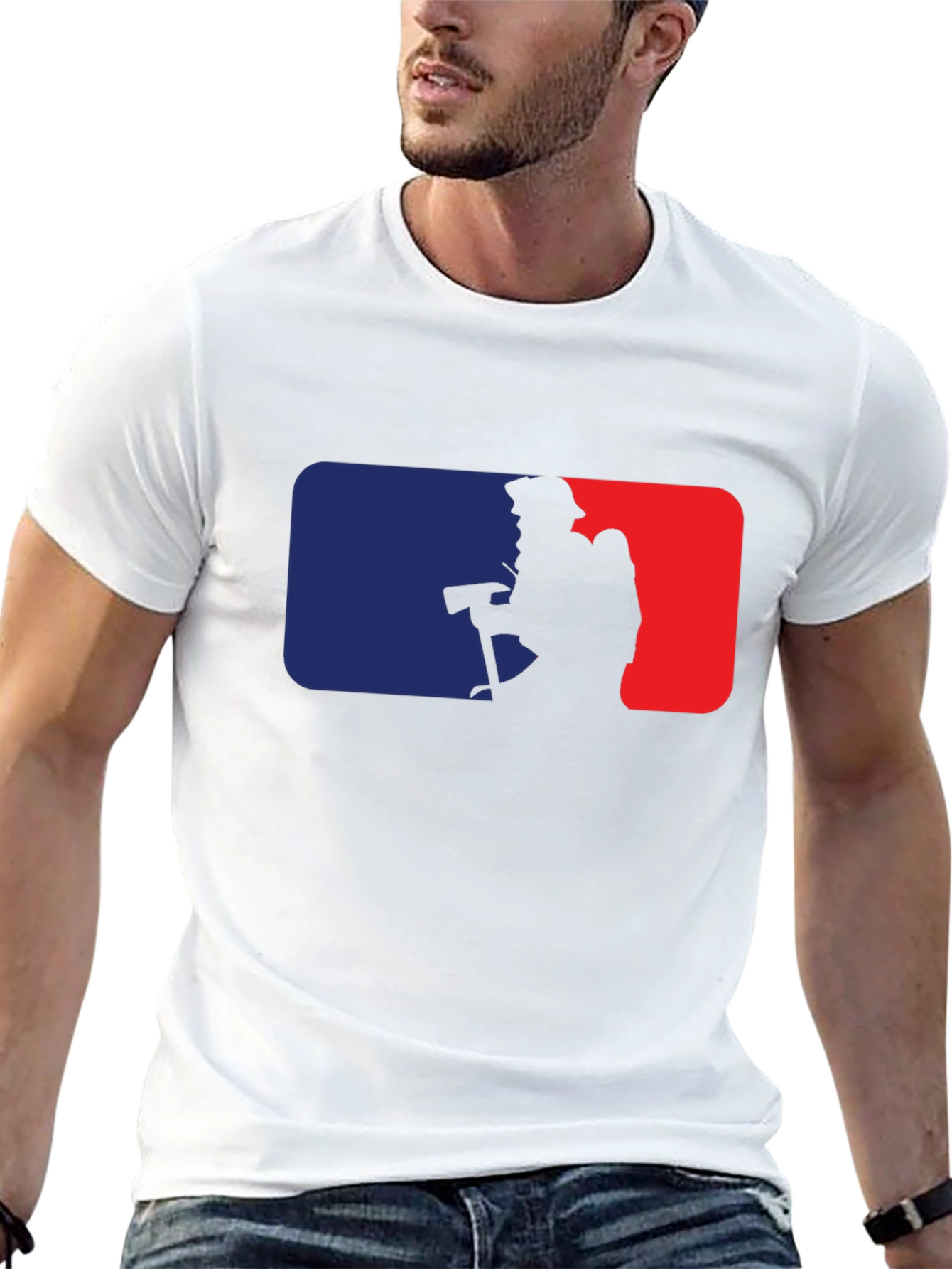 Firefighter Silhouette Graphic Tee - Black Cotton Blend