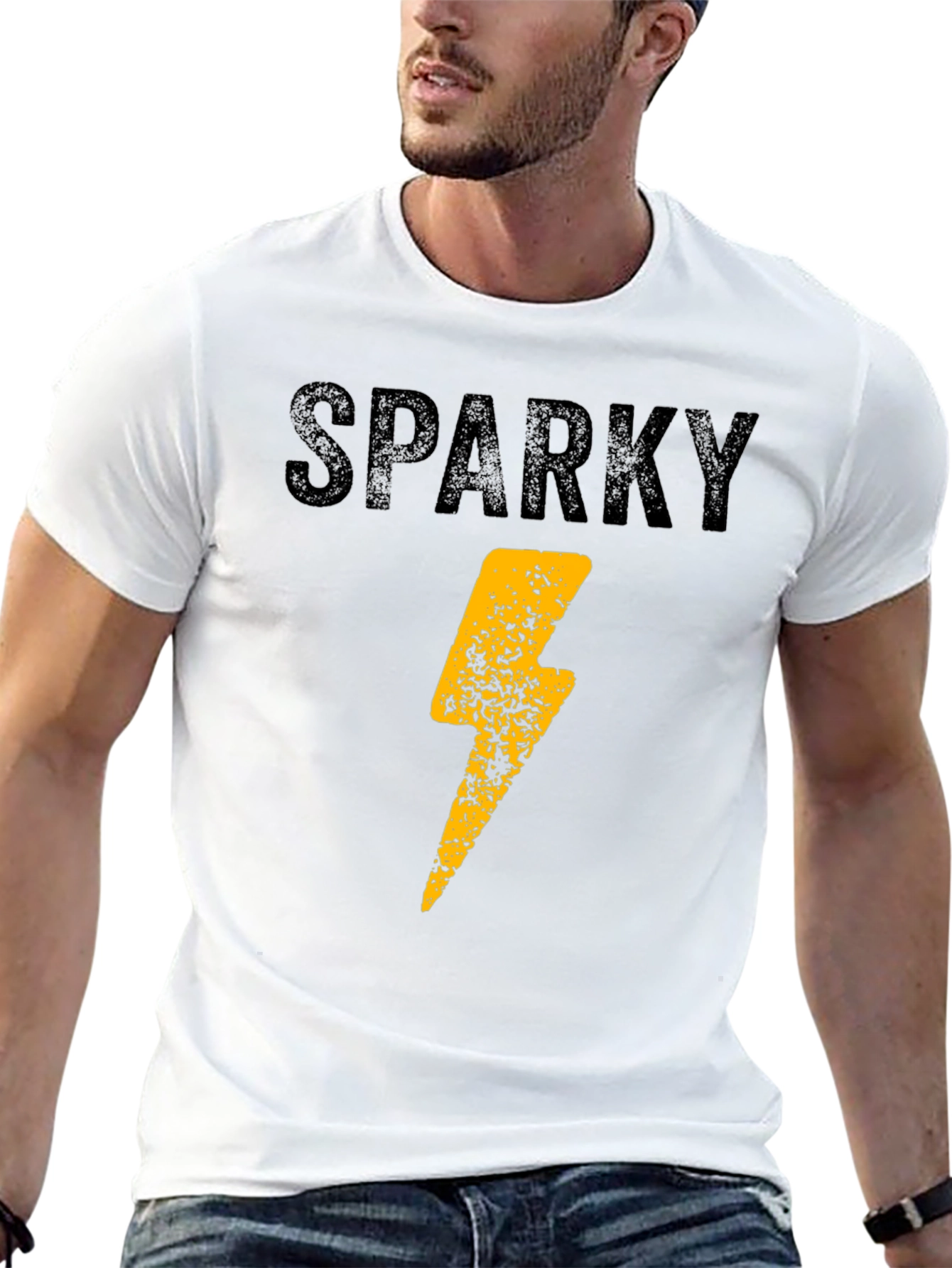 Sparky Lightning Bolt Graphic Tee - Mens Black T-Shirt
