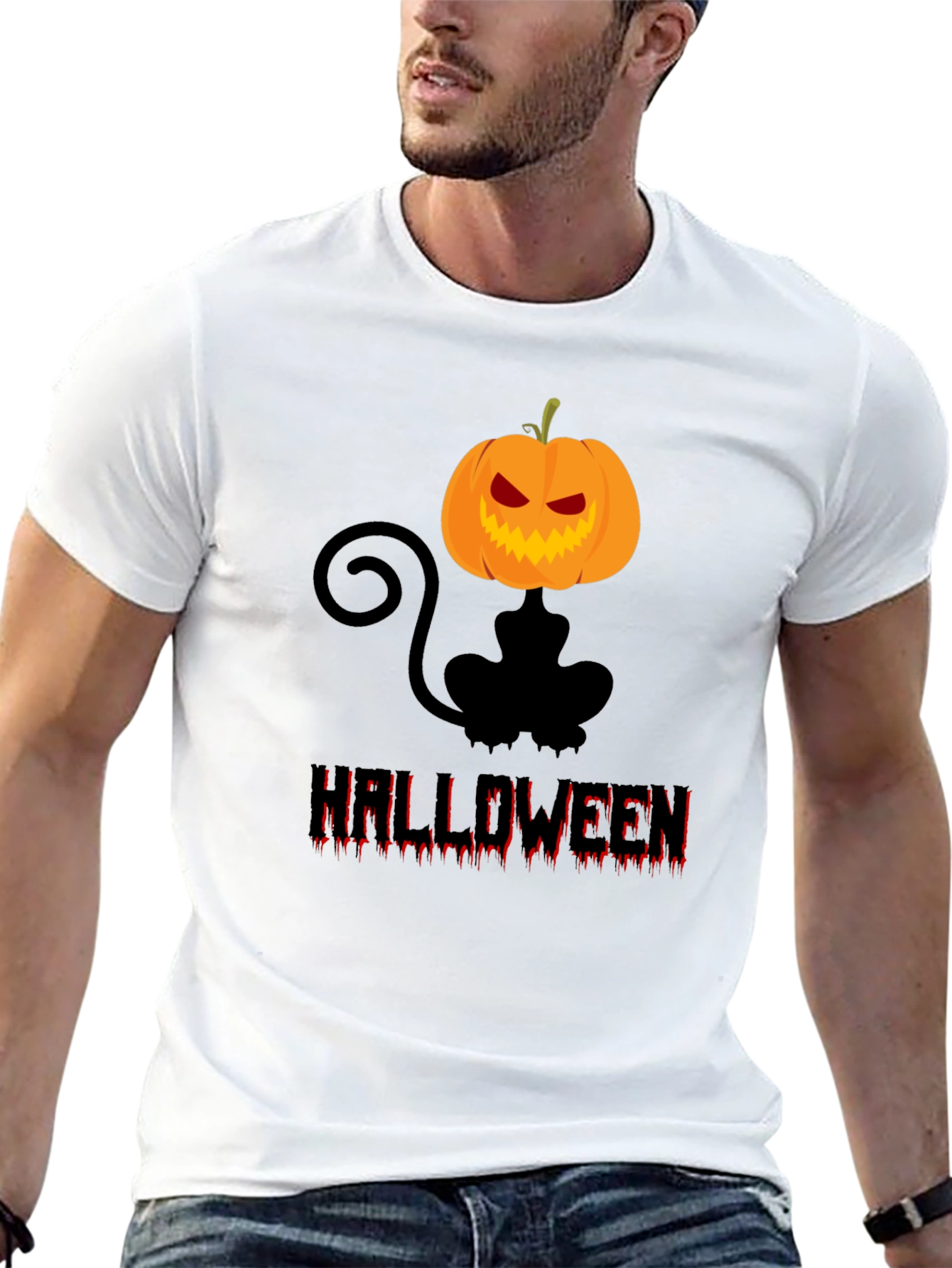 Halloween Cat Pumpkin Graphic Tee