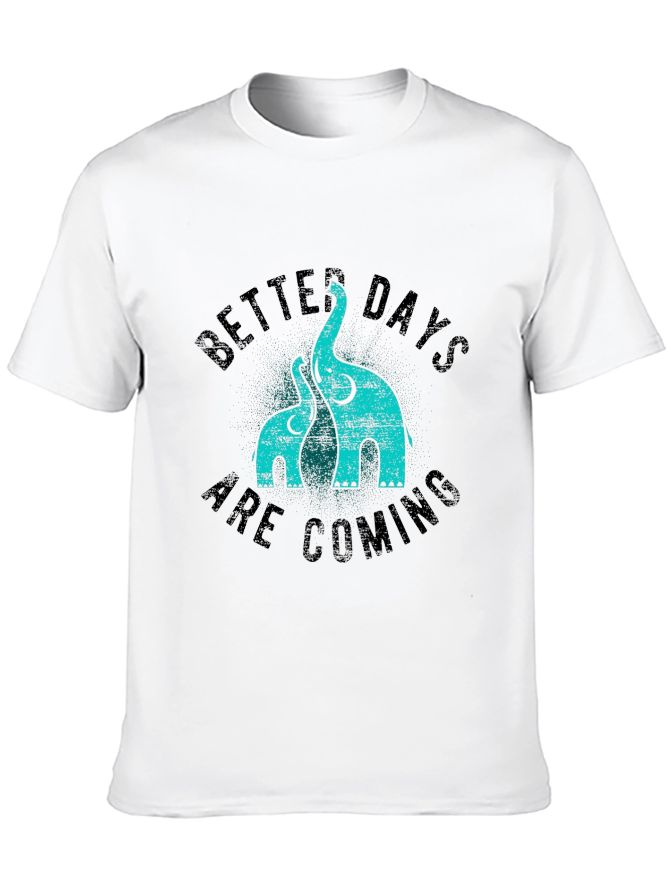 Better Days Elephant Print Black T-Shirt