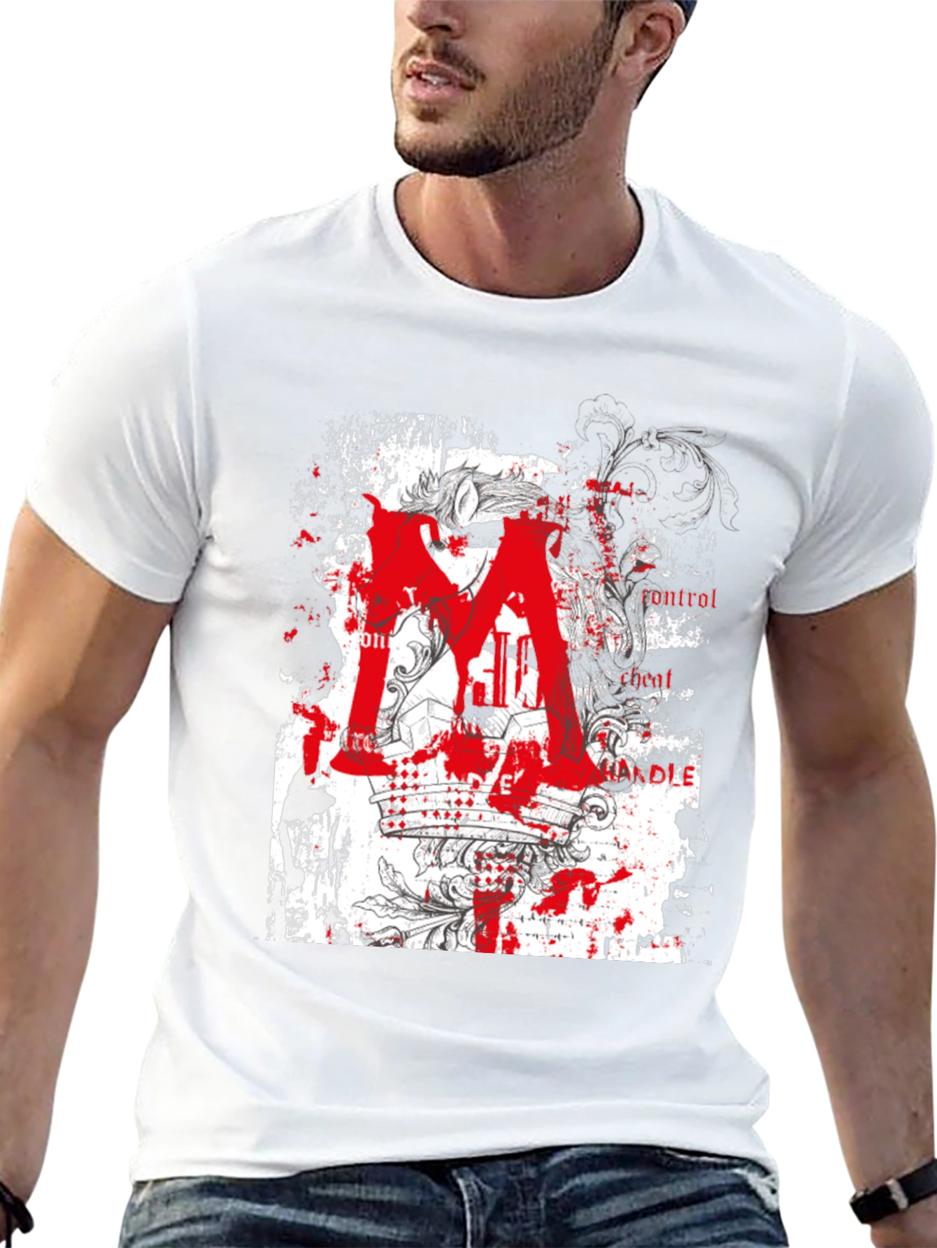 Graphic Tee: Red Letter Crown Design