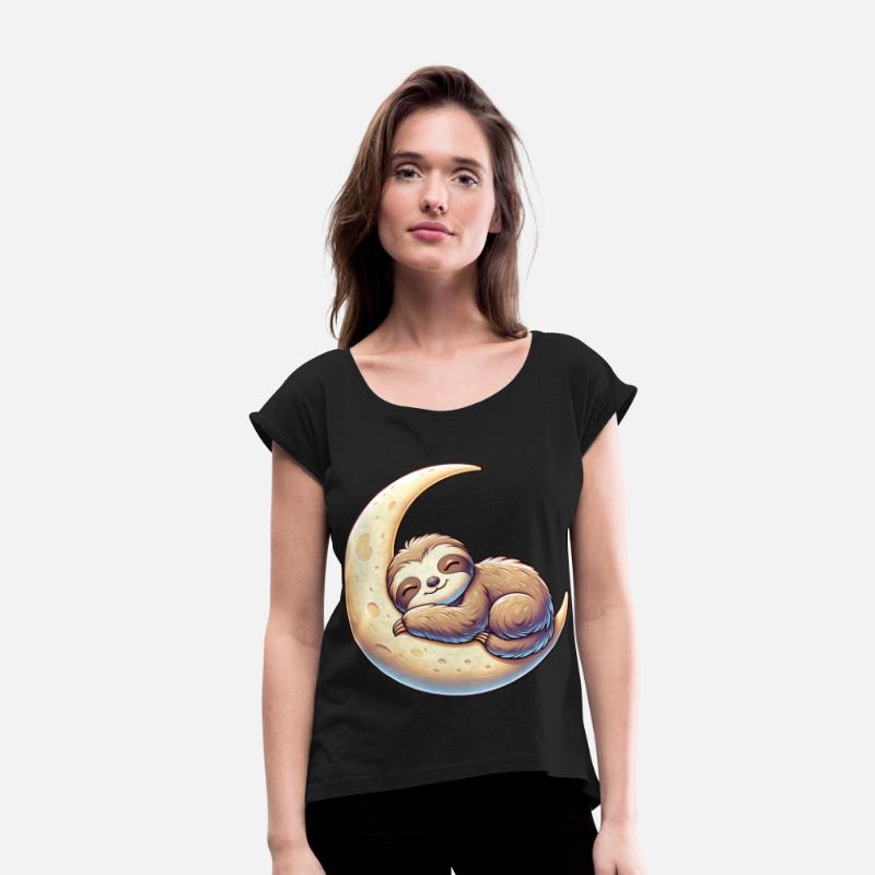 Adorable Sleeping Sloth on Crescent Moon