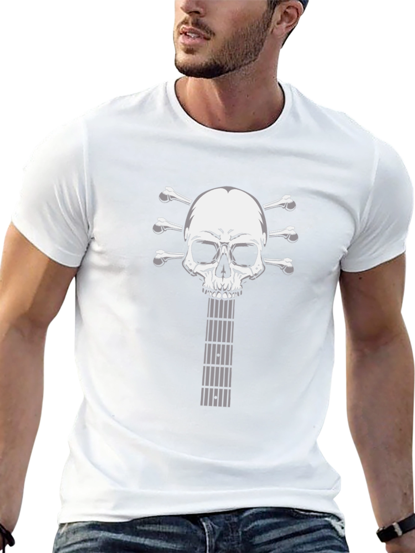 Skull Guitar Graphic T-Shirt - Rocker Tee