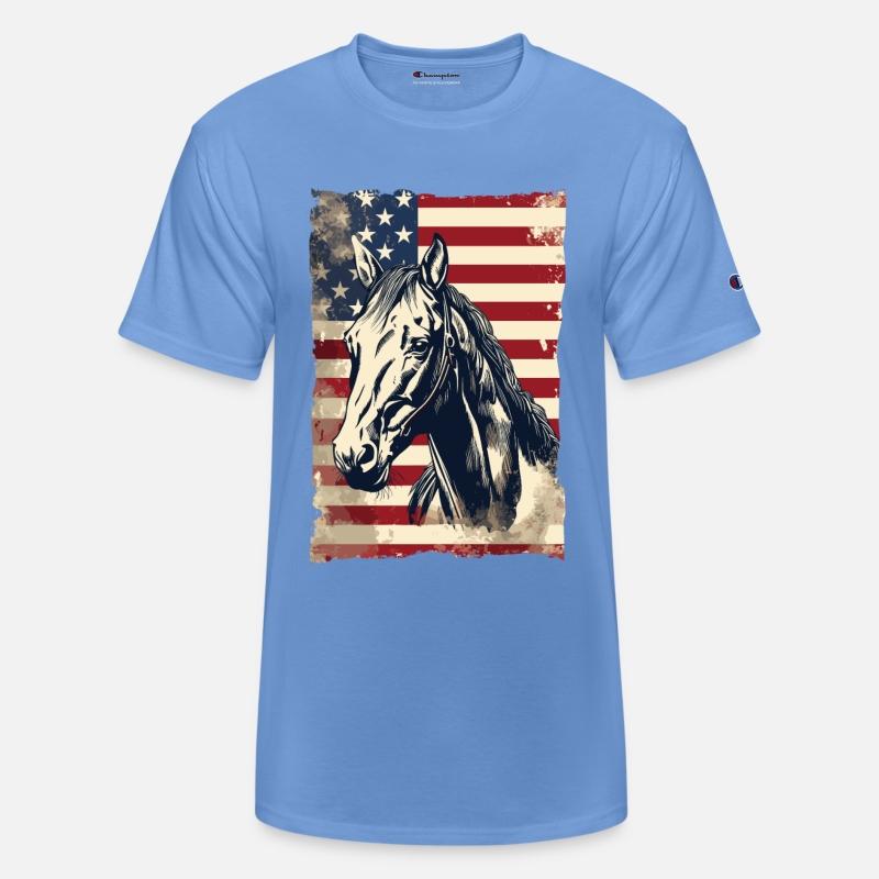 American Flag With Horse USA Lovers